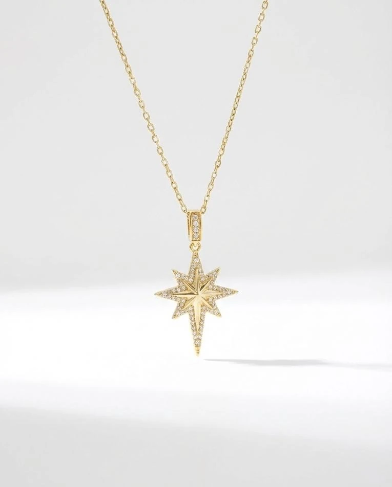 Altın Işıltılı Yıldız Çelik Kolye