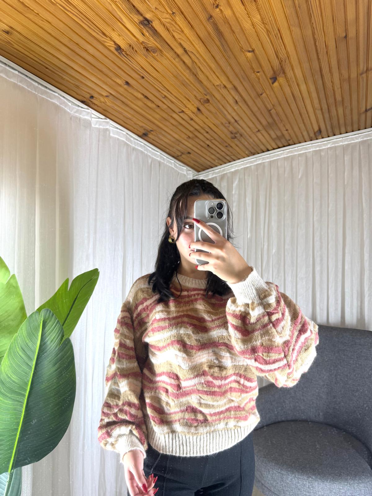 Bisklet Yaka Yün Karışımlı Kazak