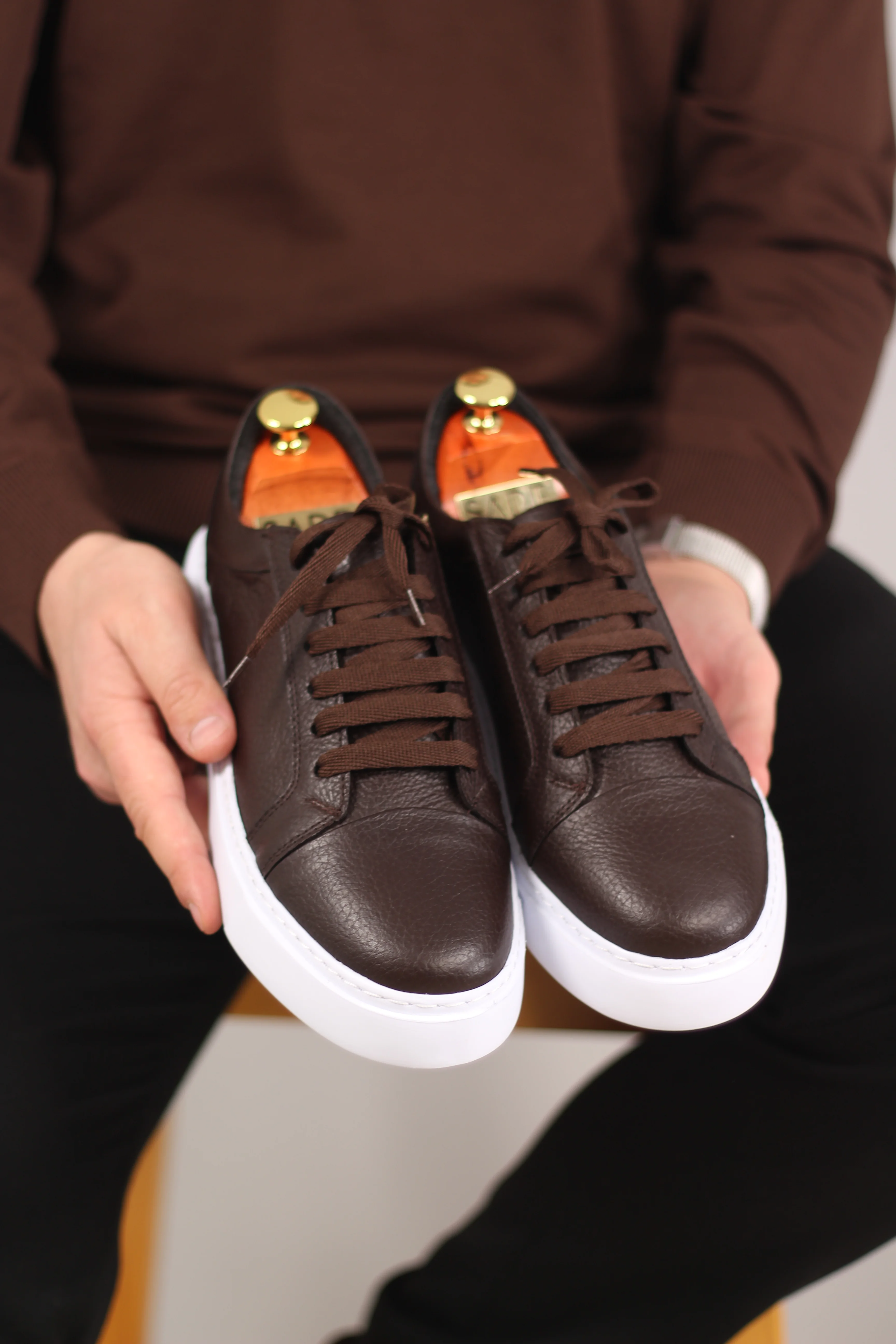 Hakiki Deri Kahverengi Sneakers 5401