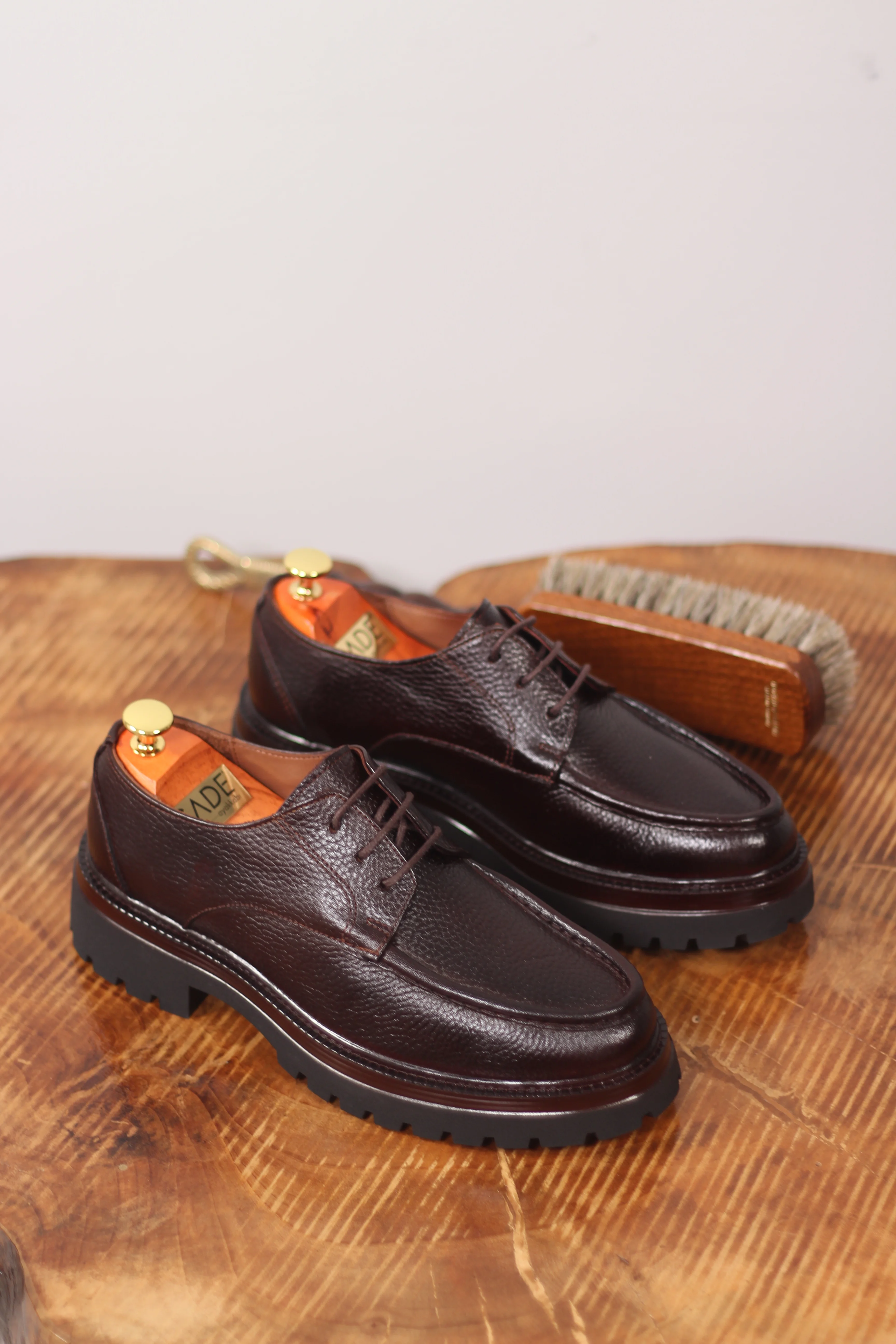 Safir Model Bağcıklı Yüksek Taban  Kahverengi Ayakkabı