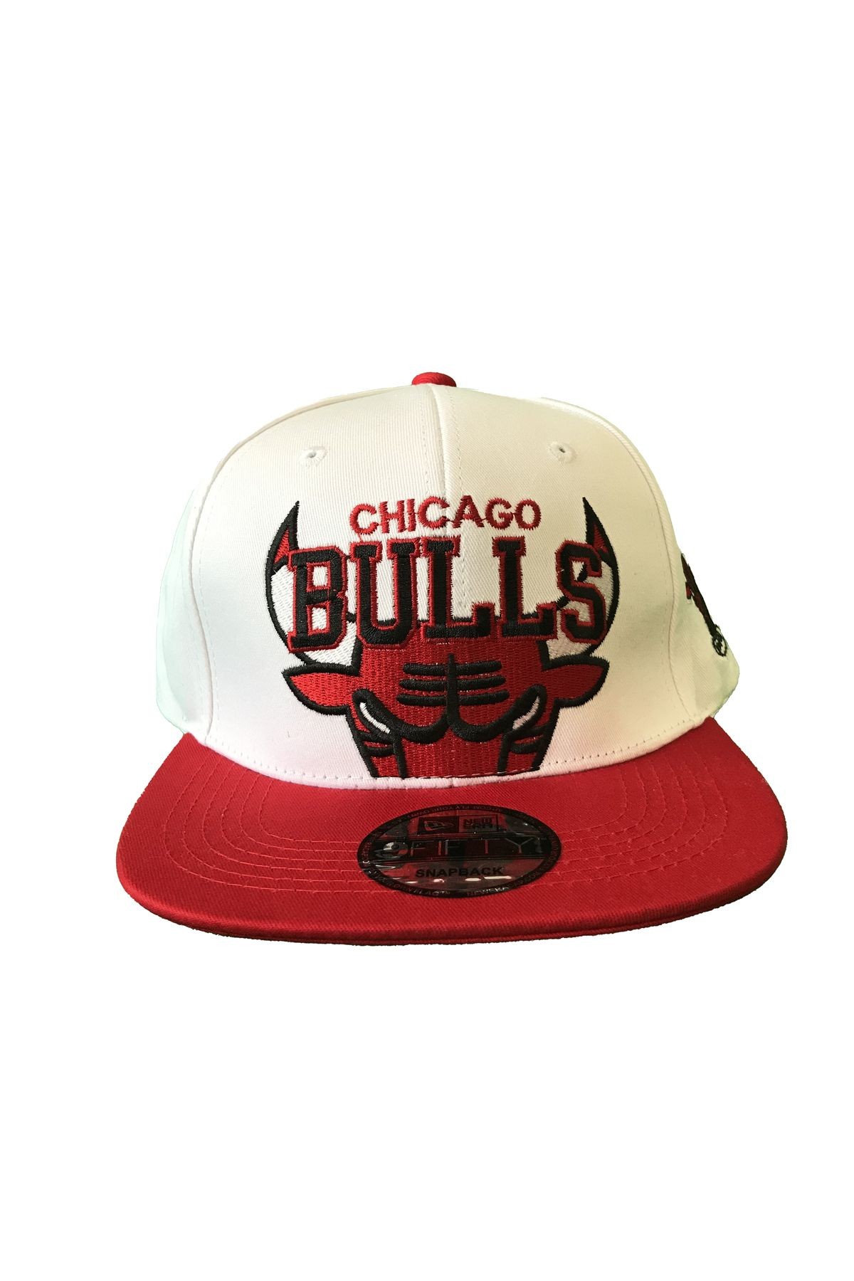 Chicago Bulls Hip-Hop Şapka (Özel Kolleksiyon) - Beyaz - Kırmızı