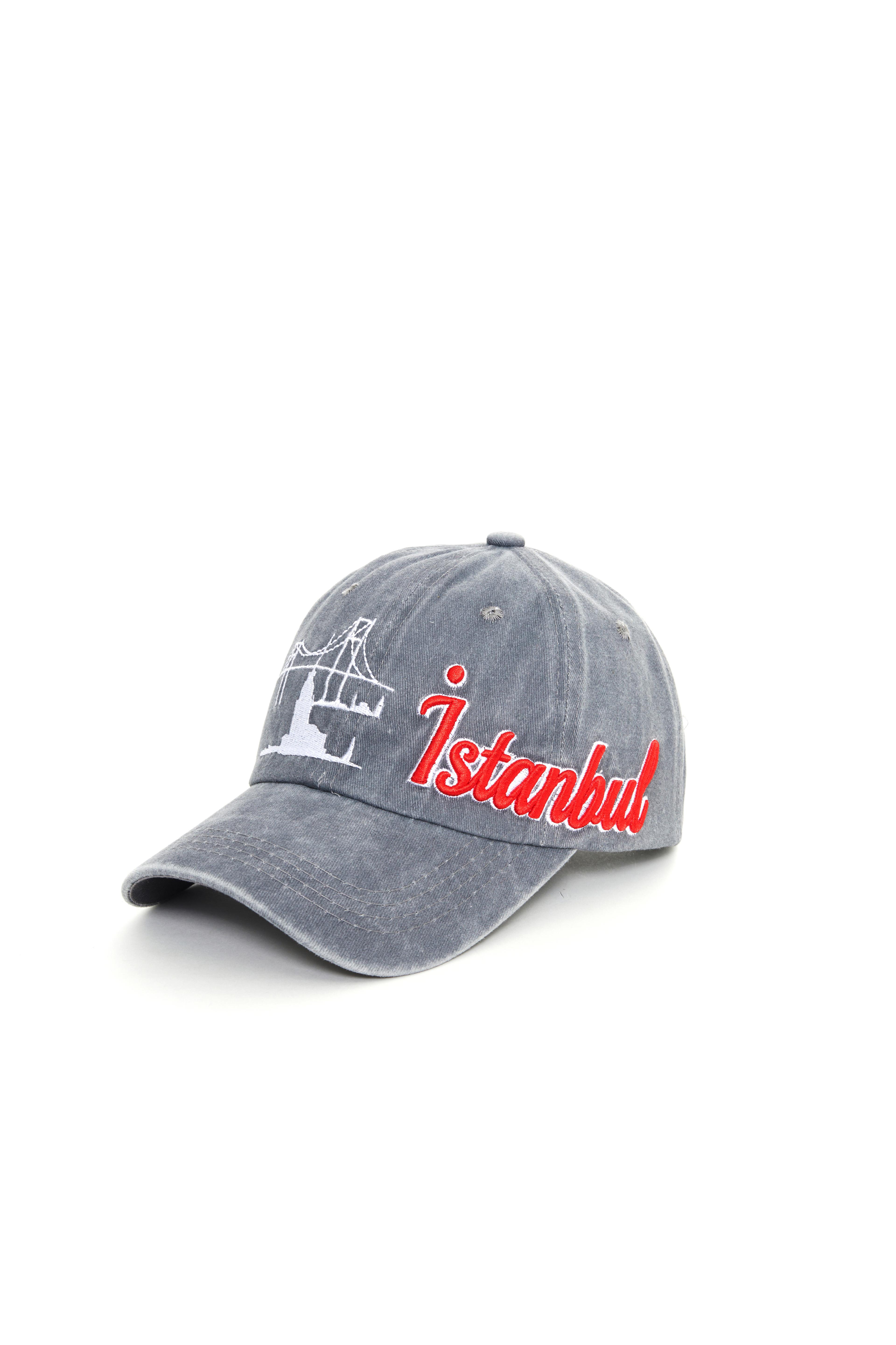 İstanbul Yıkamalı Şapka (SPECIAL DESIGN) - gri
