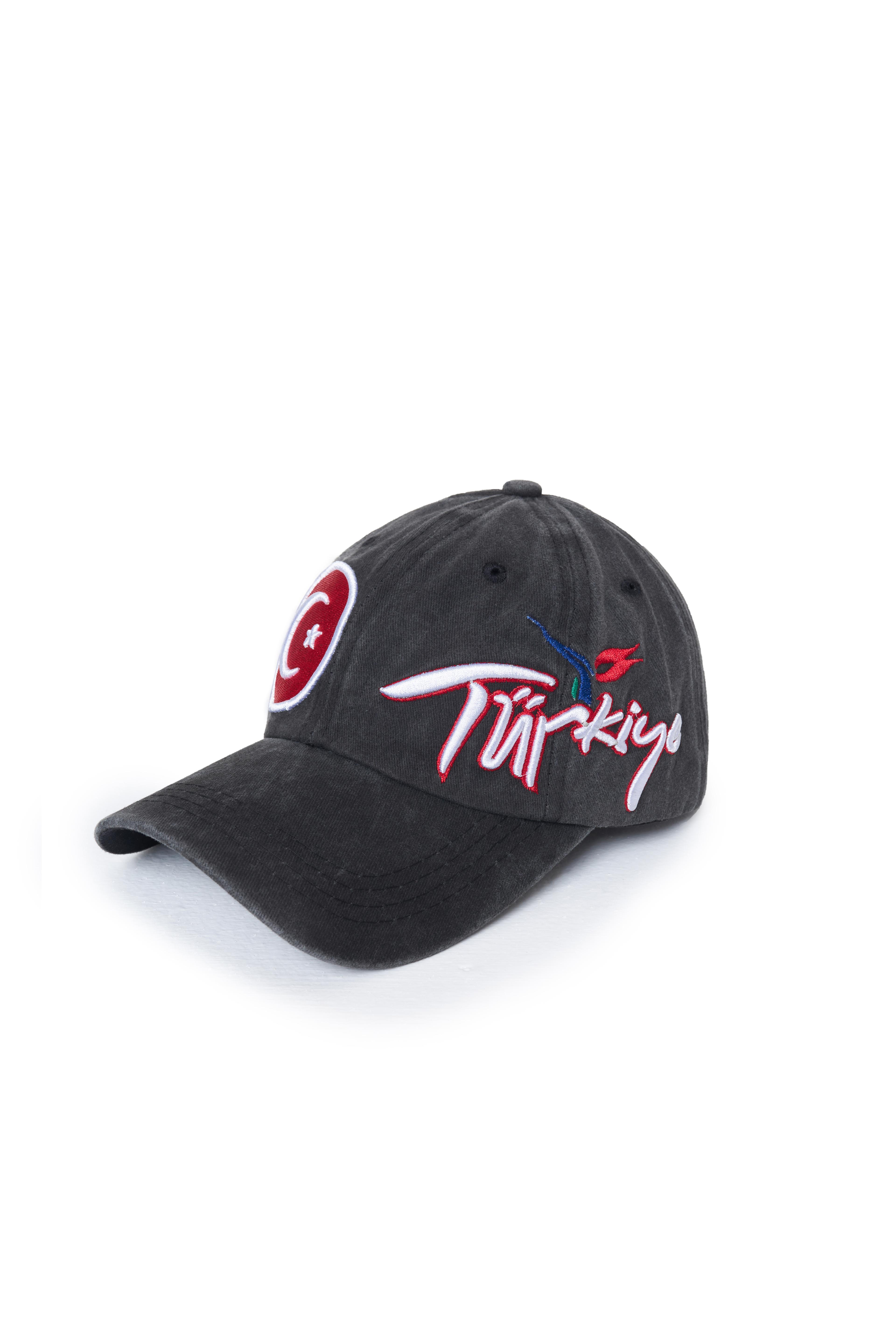 Türkiye Yıkamalı Şapka (SPECIAL DESIGN) - Siyah - Beyaz Nakış