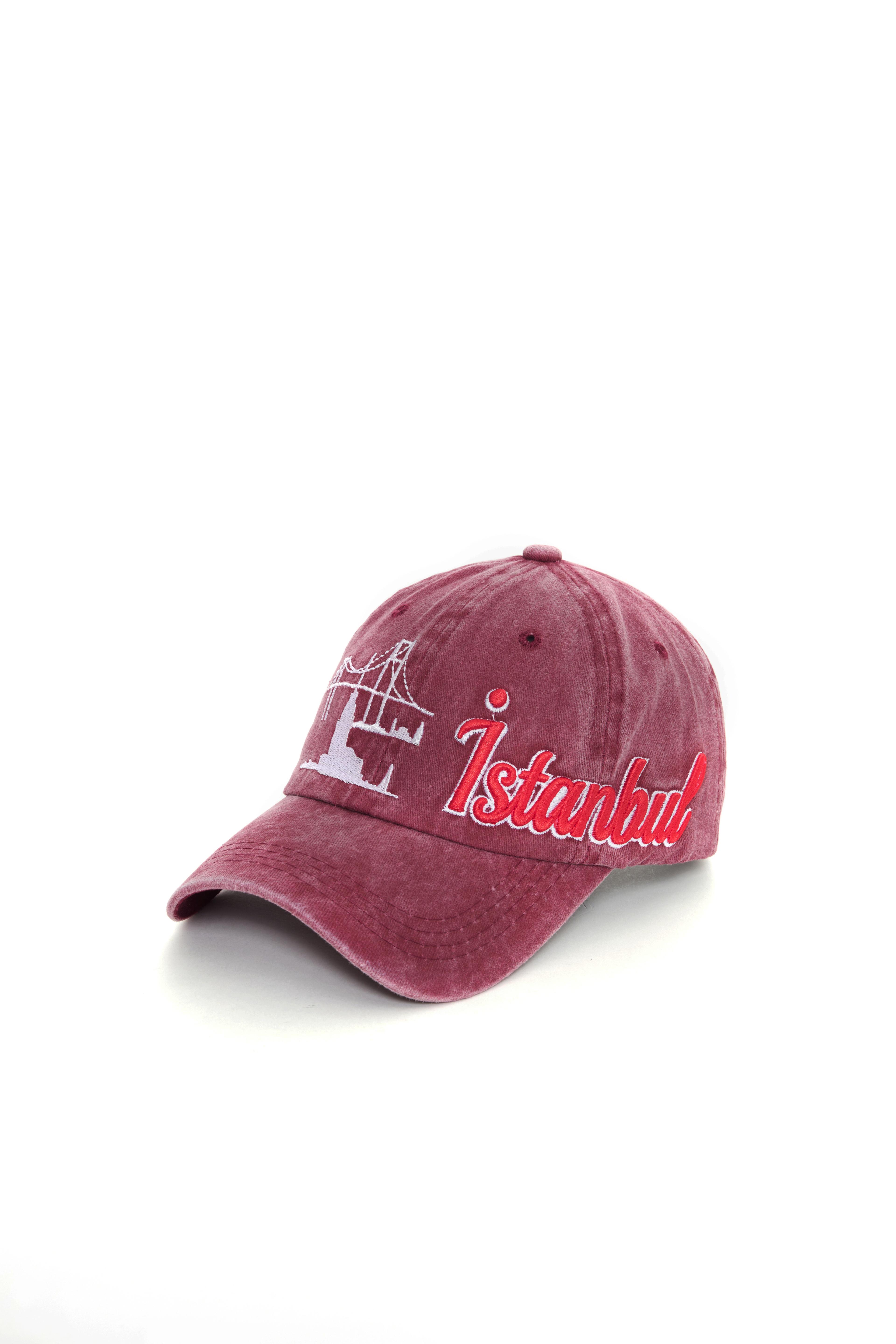İstanbul Yıkamalı Şapka (SPECIAL DESIGN) - bordo