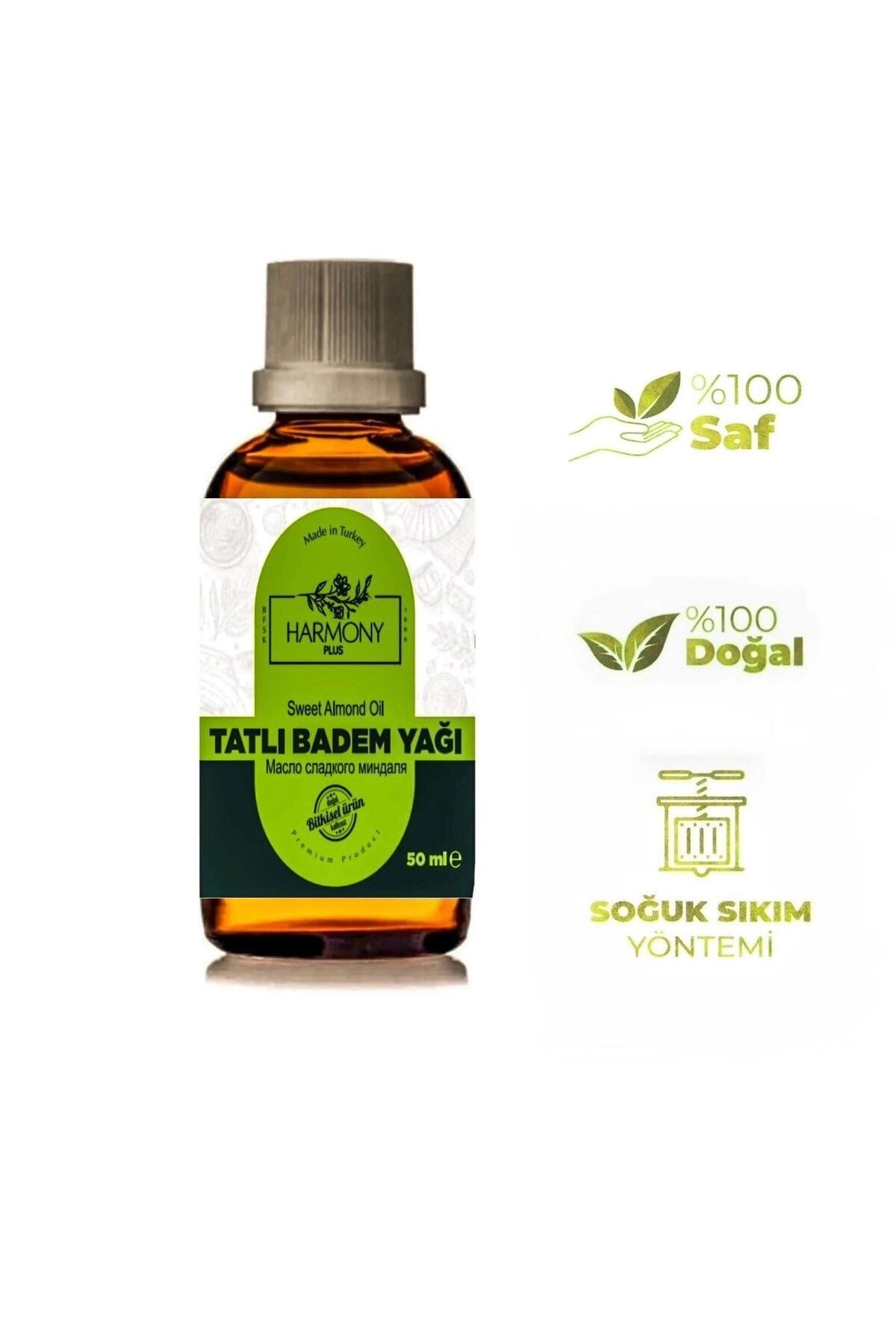 Tatlı Badem Yağı 50ml %100 Saf Ve Doğal Badem Yağı Tatlı Soğuk Sıkım 50 ml Sweet almond oil