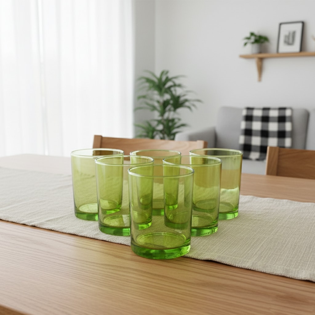 6 lı yeşil cam bardak