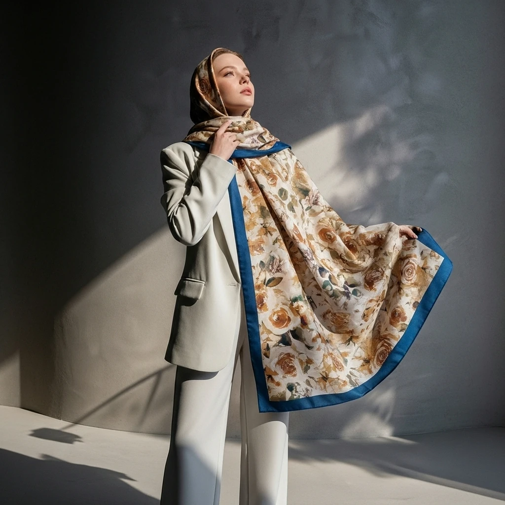 Pastel Çiçek Desenli Sal