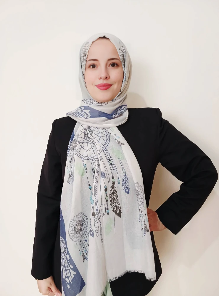 Beyaz Mavi Şal