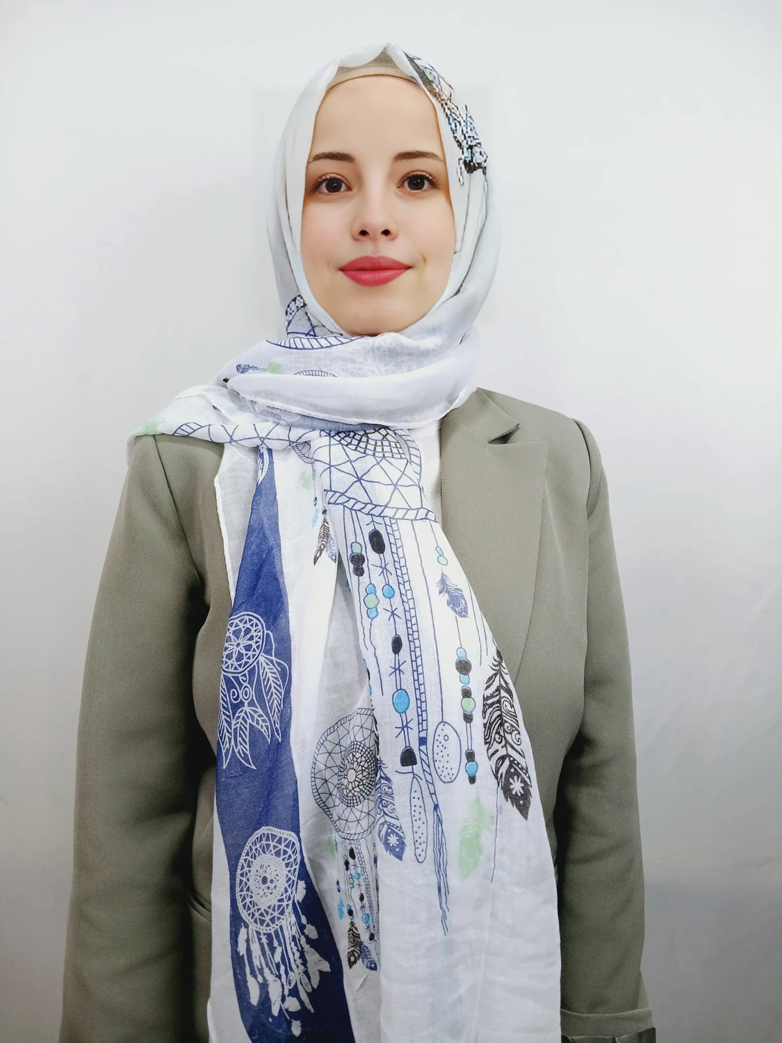 Gesilli Plain Mavibeyaz Sal