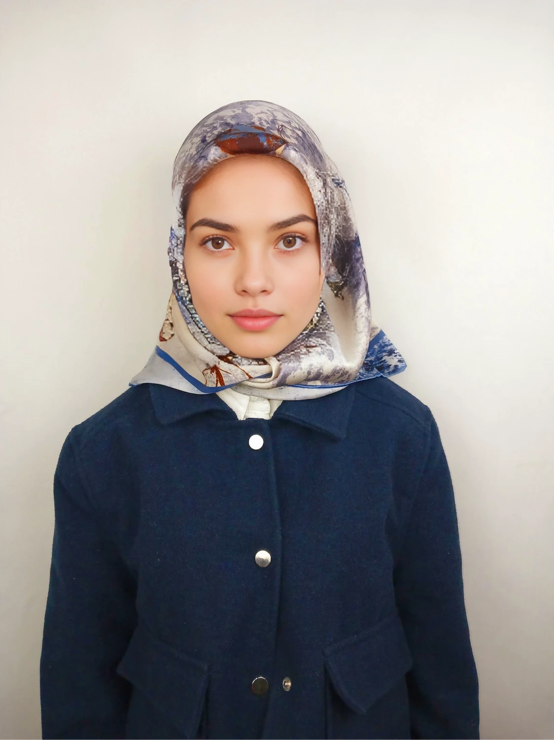 Pastel Mavi İpek Eşarp