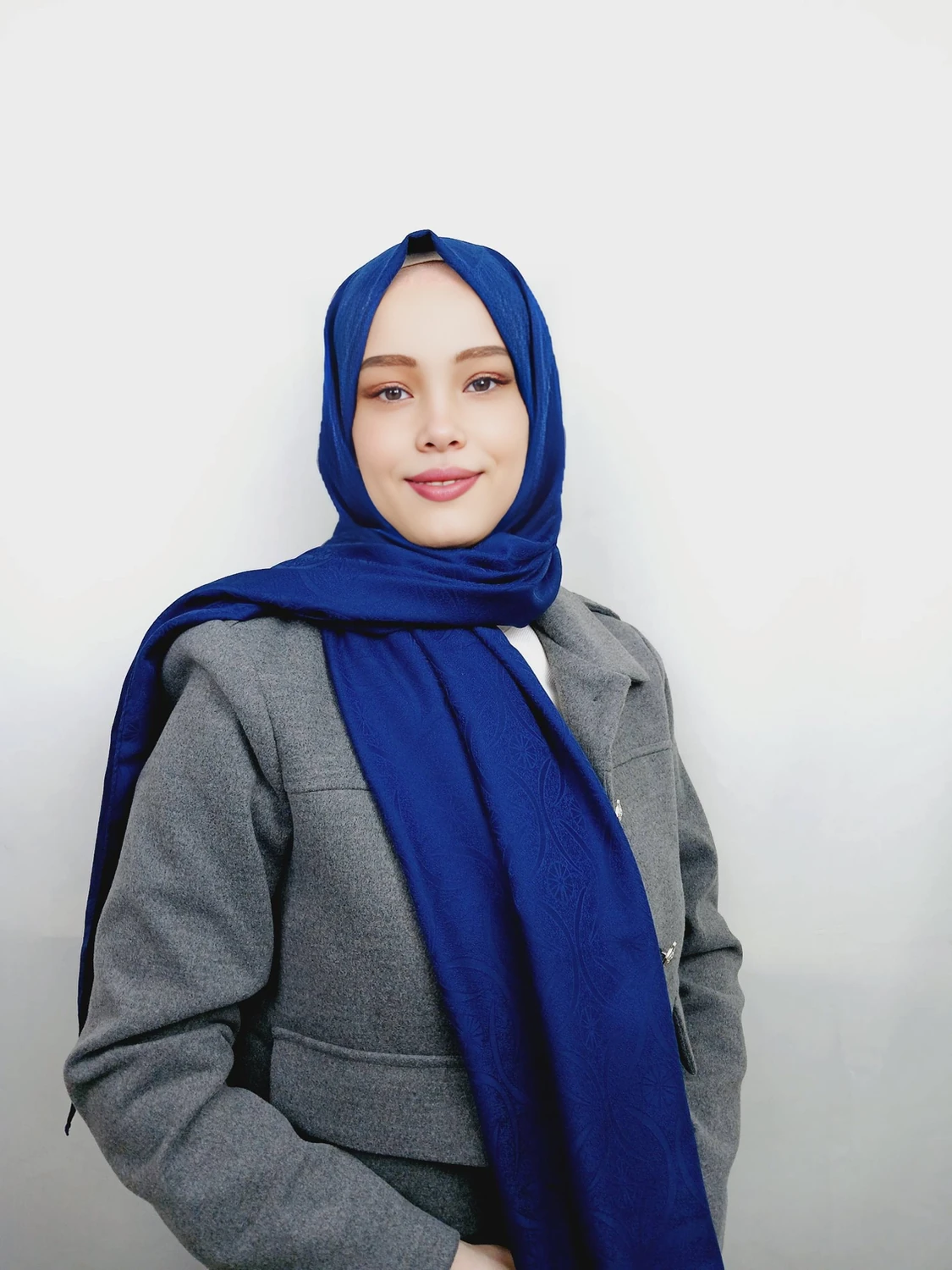 Çiçek Jakarli Lacivert Şal