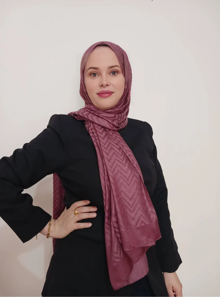Çizgili Mor Jakar Şal