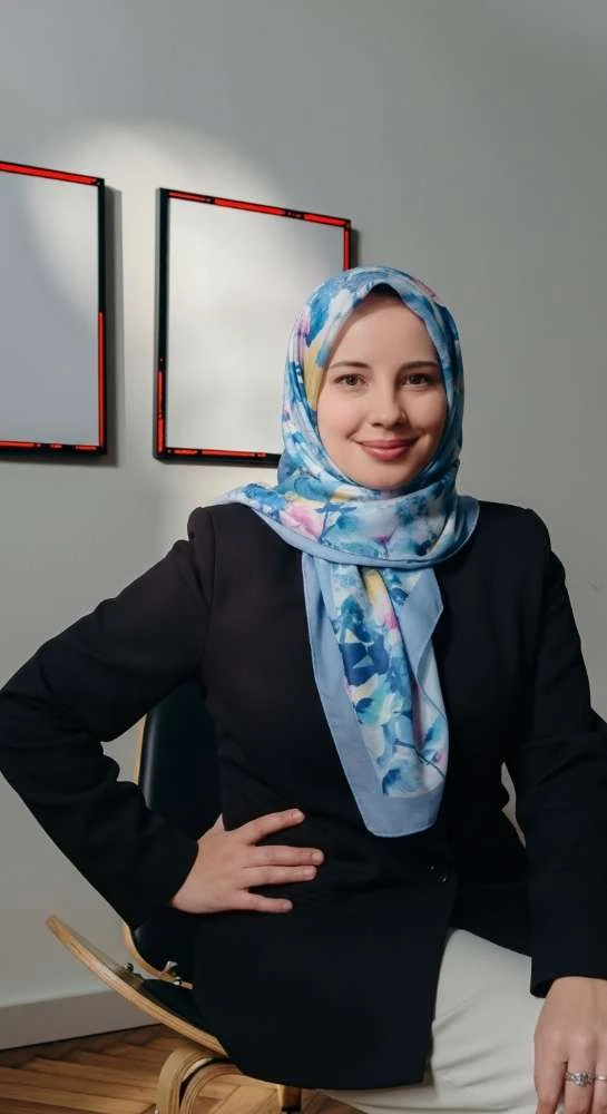 Çiçek Desenli Mavi Eşarp