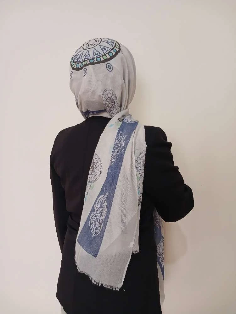 Beyaz Mavi Şal