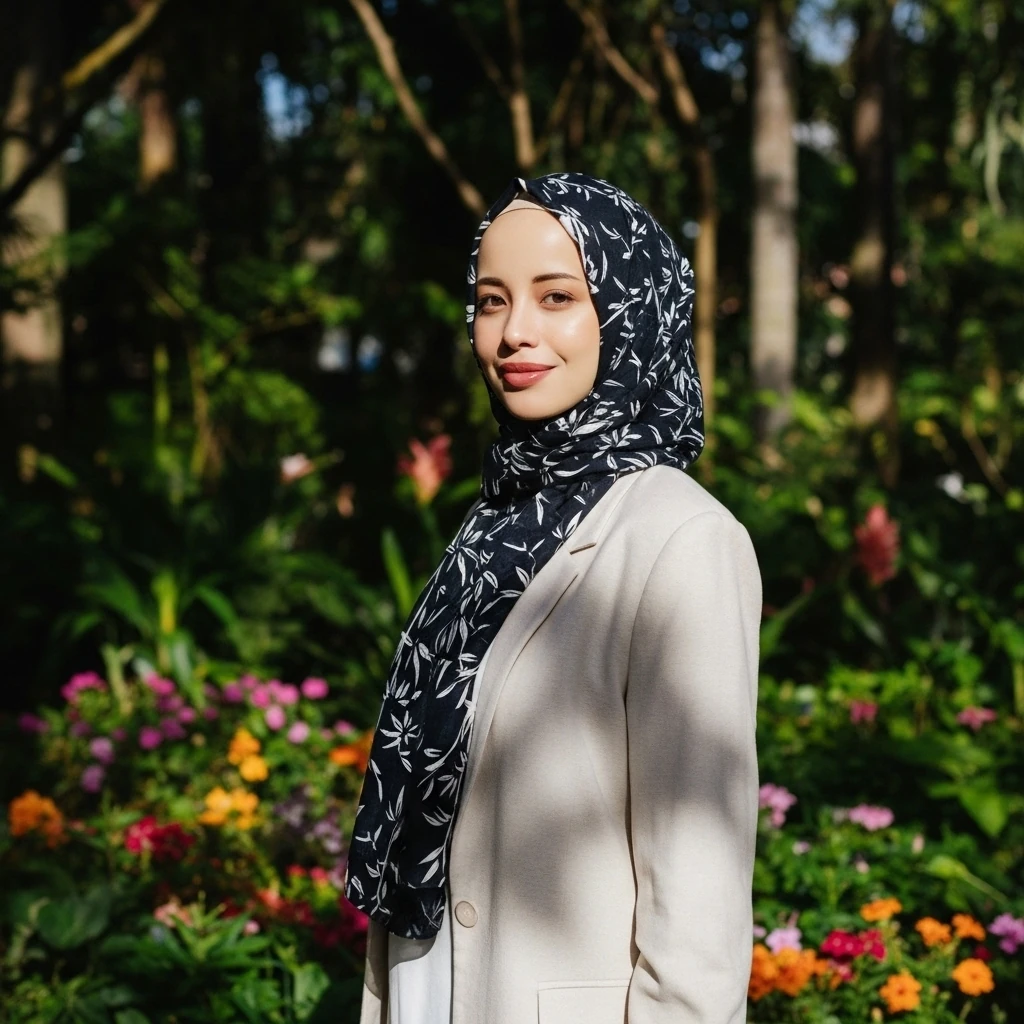 Beyaz Çiçekli Siyah Sal