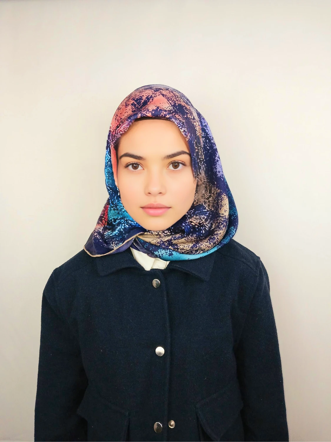 Lacivert İpek Eşarp