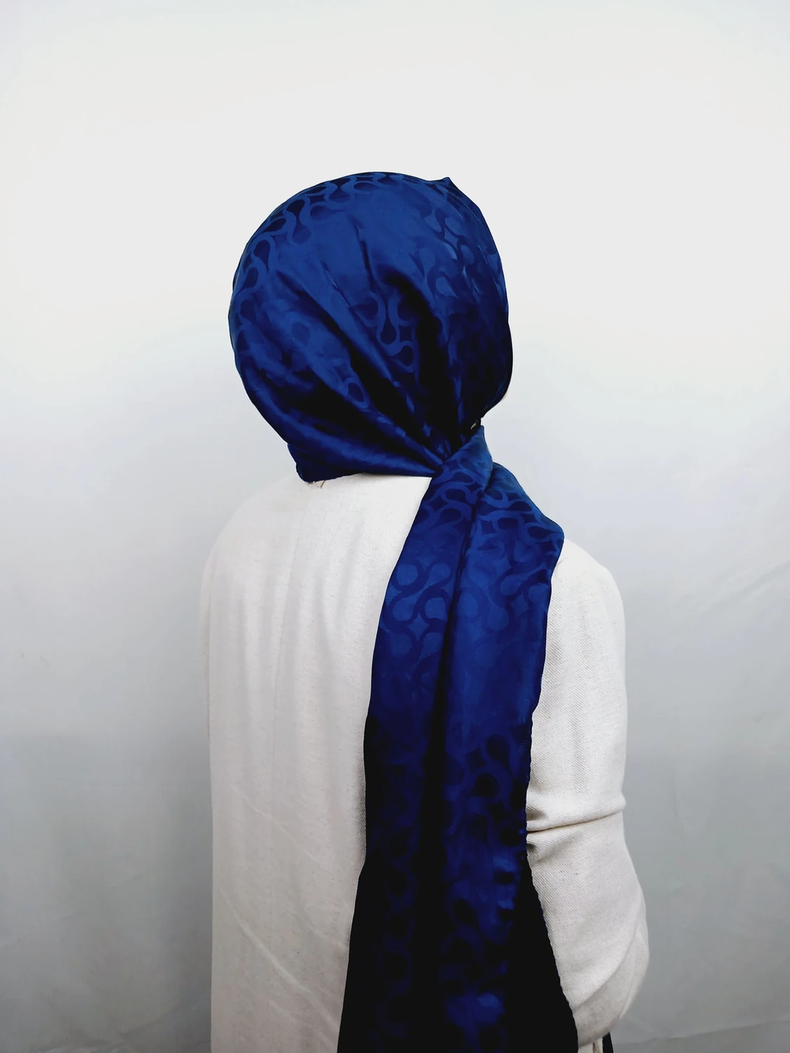 Lacivert Desenli Jakar Şal