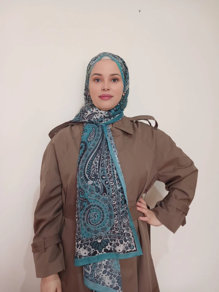 Yesil Etnik Desen Şal