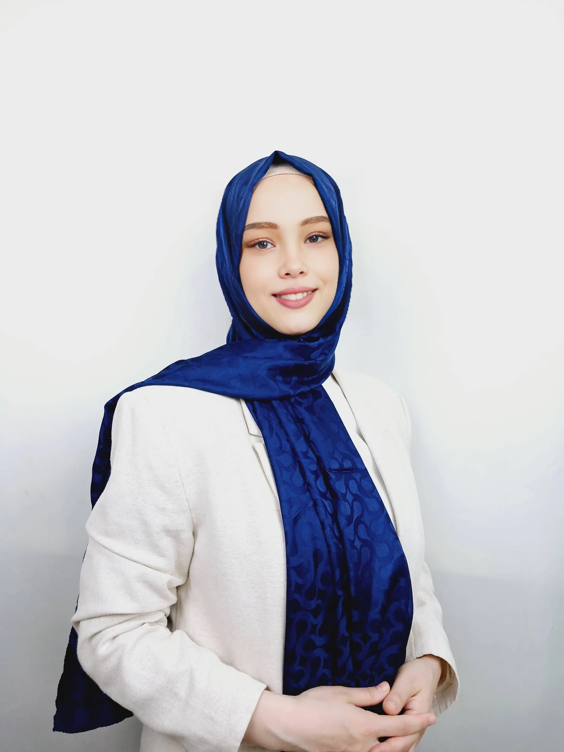 Lacivert Desenli Jakar Şal