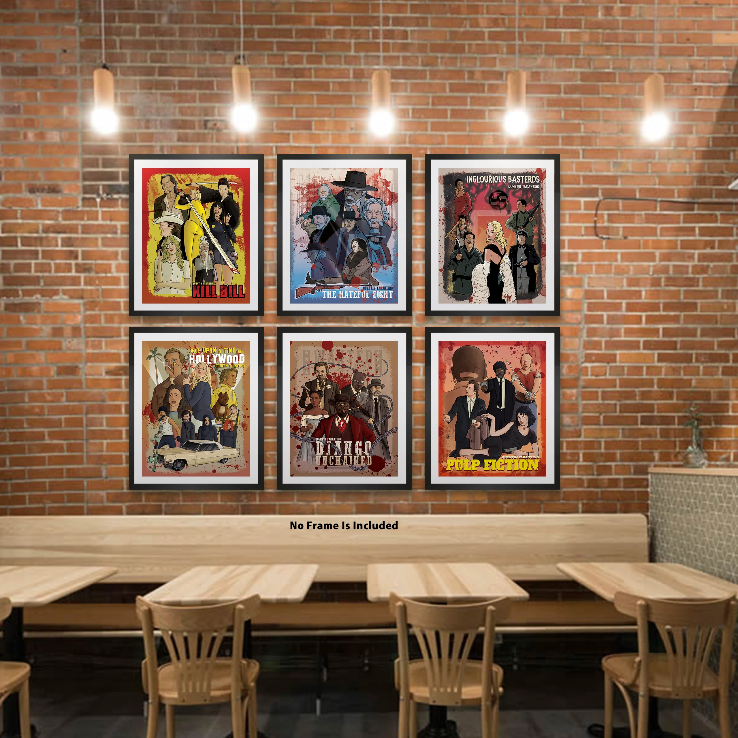 Quentin Tarantino Masterpiece Collection Movie Poster Set (6-Pack) - Pulp Fiction, Kill Bill, Django, Hateful Eight, Inglourious Basterds, Once Upon a Time in Hollywood - 11x14" Unframed Art Print on 350gsm Card)
