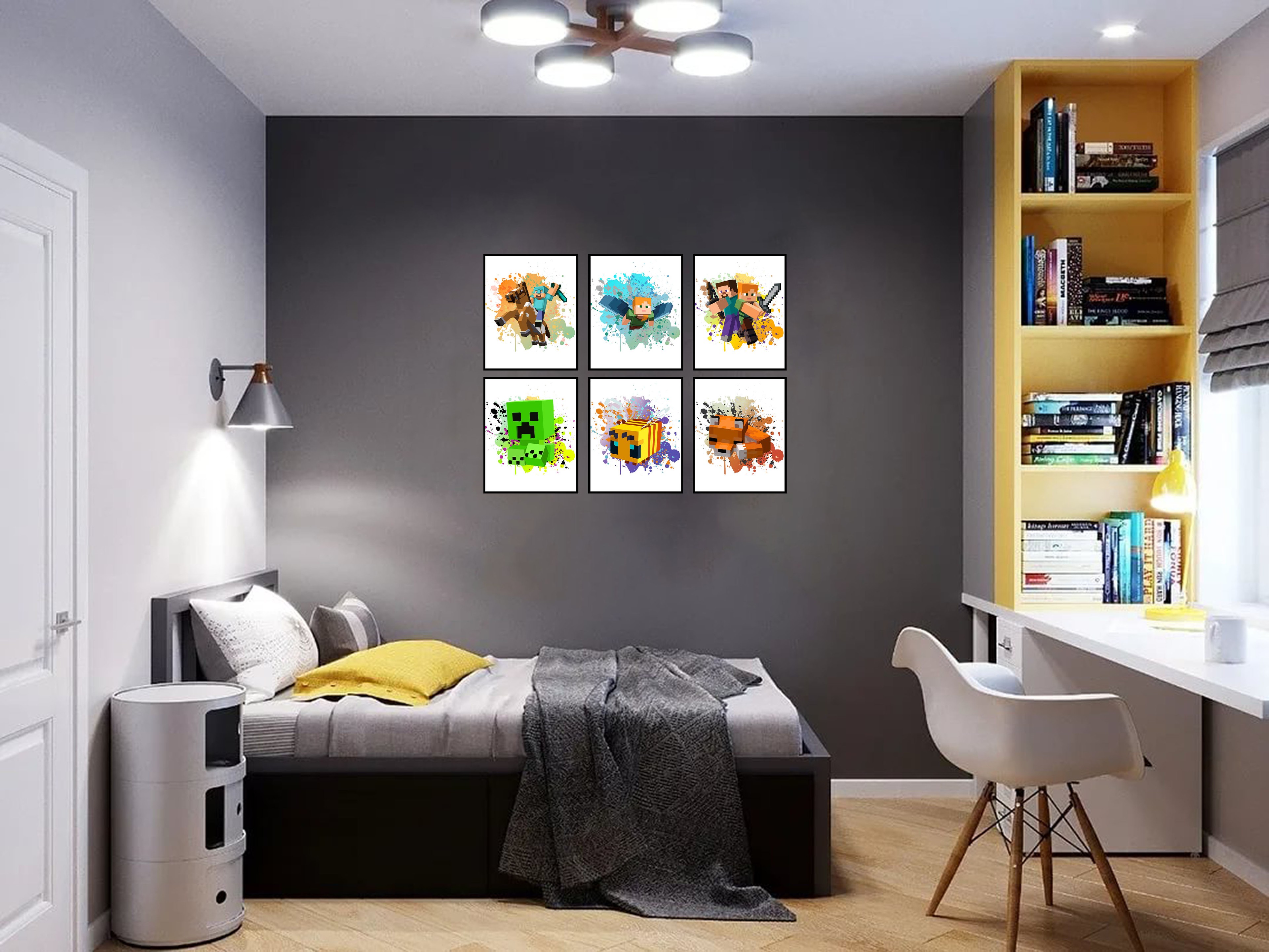 Minecraft Video Game Posters & Prints - 8x10 Inches UNFRAMED Set of 6 Wall Art for Teen Boys Room and Girls Bedroom Decor - Birthday Gifts for Kids Room and Nursery