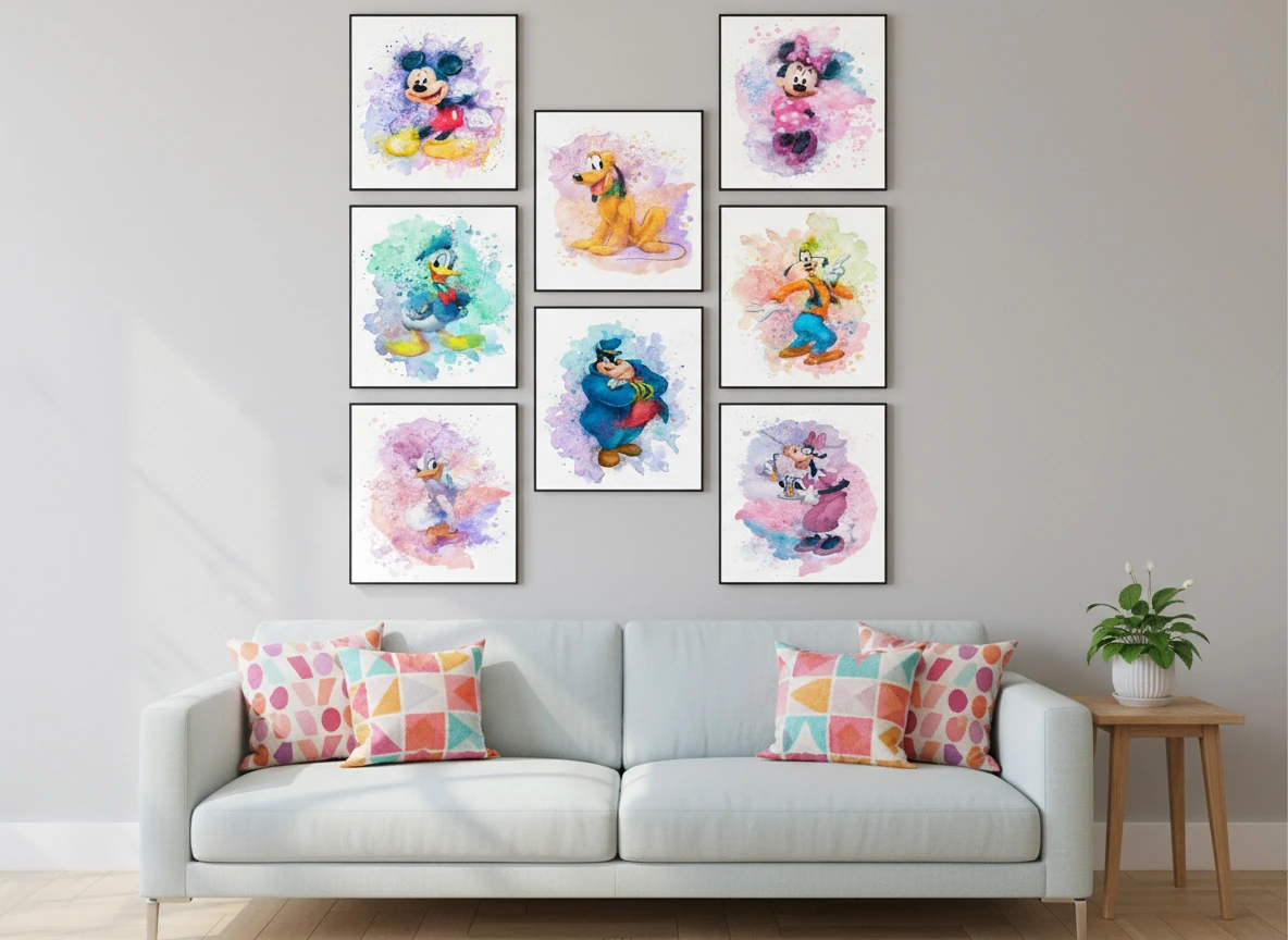 Vintage Mickey Mouse Poster Collection - 8-Pack - Disney Nursery & Kids Room Decor - 8x10" Unframed Wall Art