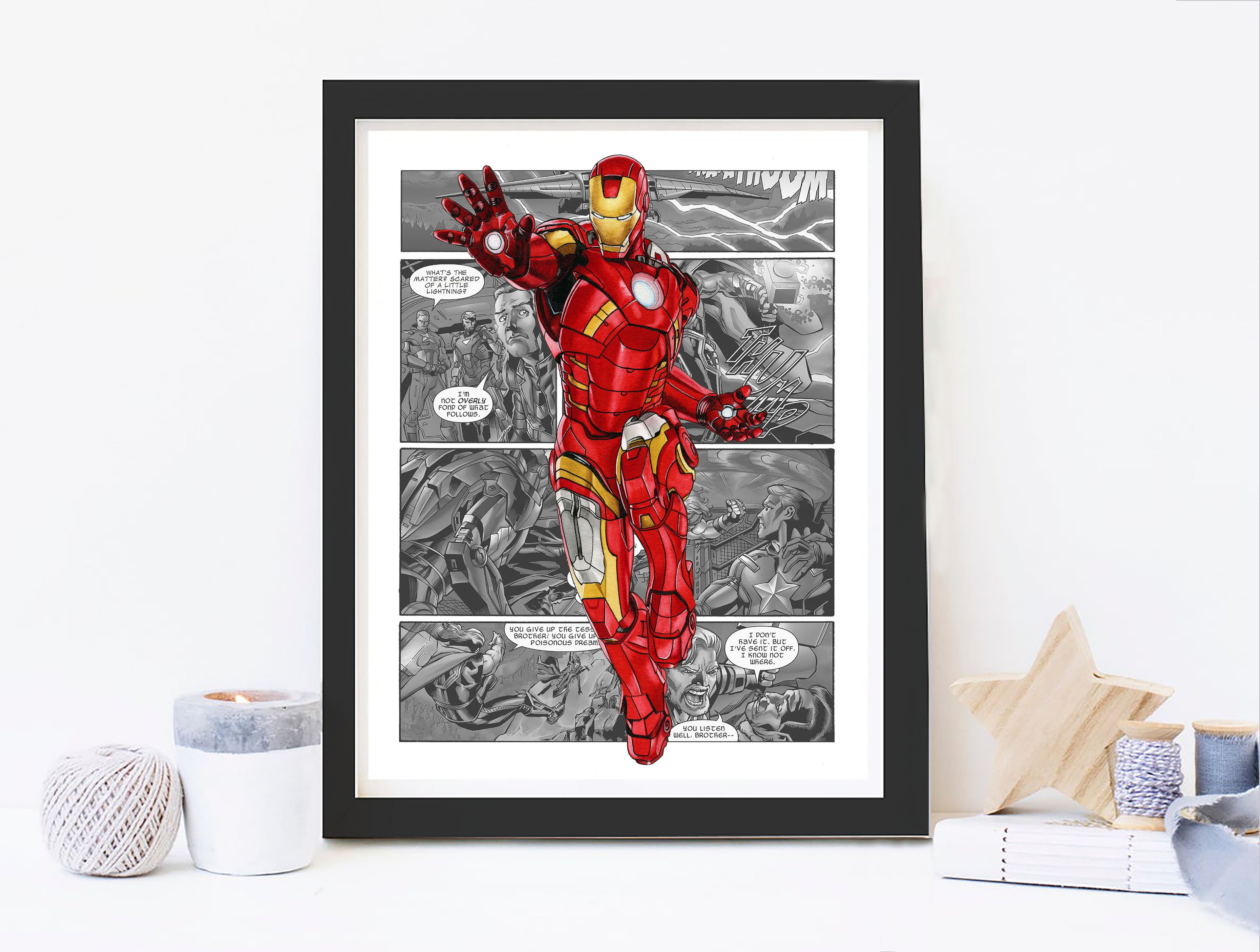 Superhero Marvel Avengers Colored Posters & Prints - 8x10 Inches UNFRAMED Set of 9 Wall Art for Teen Boys Room and Girls Bedroom Decor - Birthday Gifts for Kids Room and Nursery.