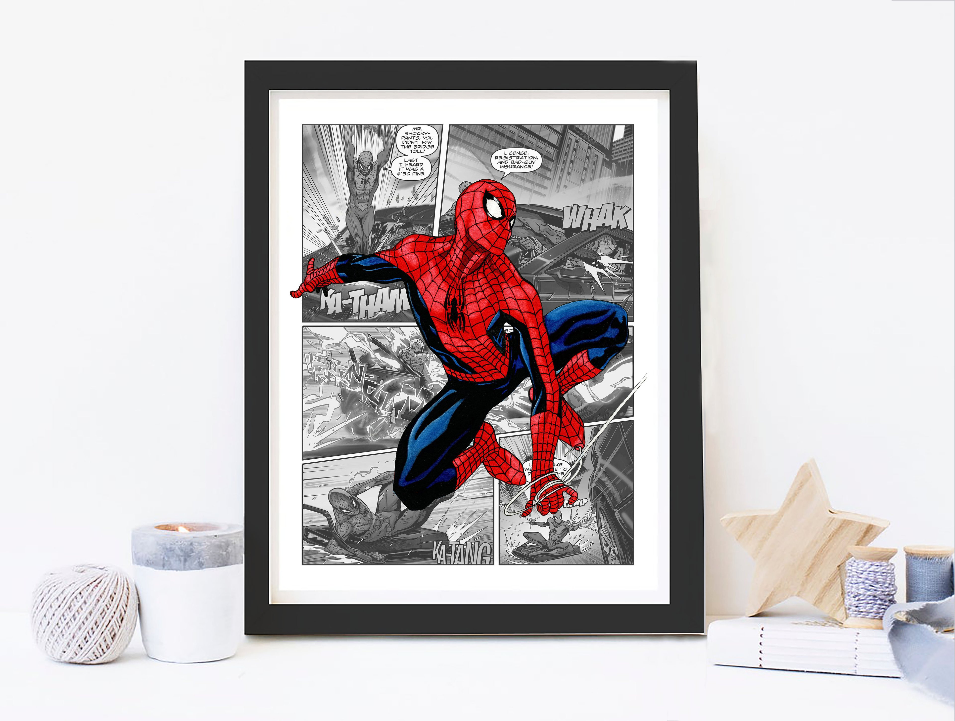 Superhero Marvel Avengers Colored Posters & Prints - 8x10 Inches UNFRAMED Set of 9 Wall Art for Teen Boys Room and Girls Bedroom Decor - Birthday Gifts for Kids Room and Nursery.