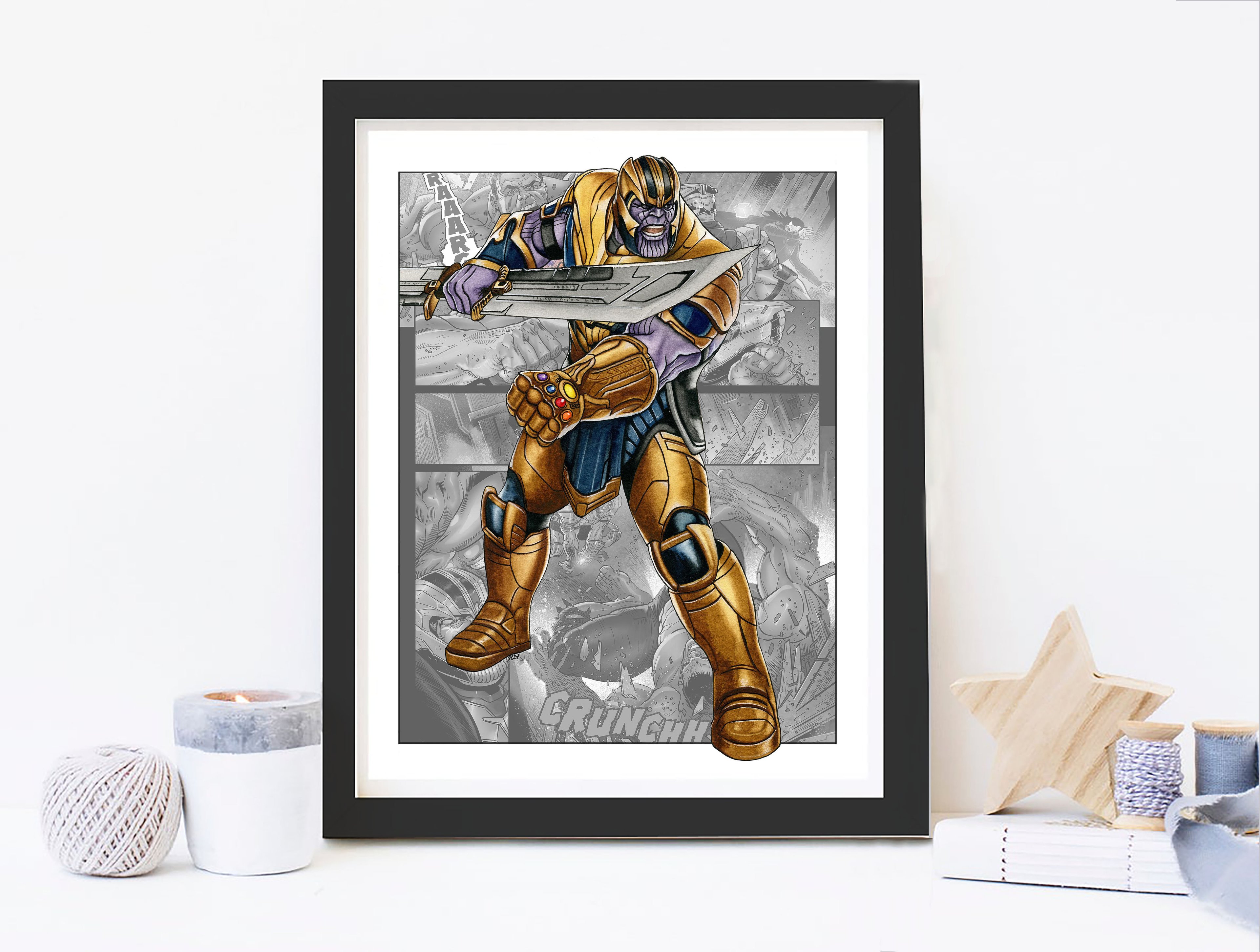 Superhero Marvel Avengers Colored Posters & Prints - 8x10 Inches UNFRAMED Set of 9 Wall Art for Teen Boys Room and Girls Bedroom Decor - Birthday Gifts for Kids Room and Nursery.