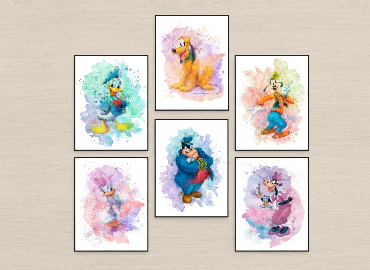 Vintage Mickey Mouse Poster Collection - 8-Pack - Disney Nursery & Kids Room Decor - 8x10" Unframed Wall Art