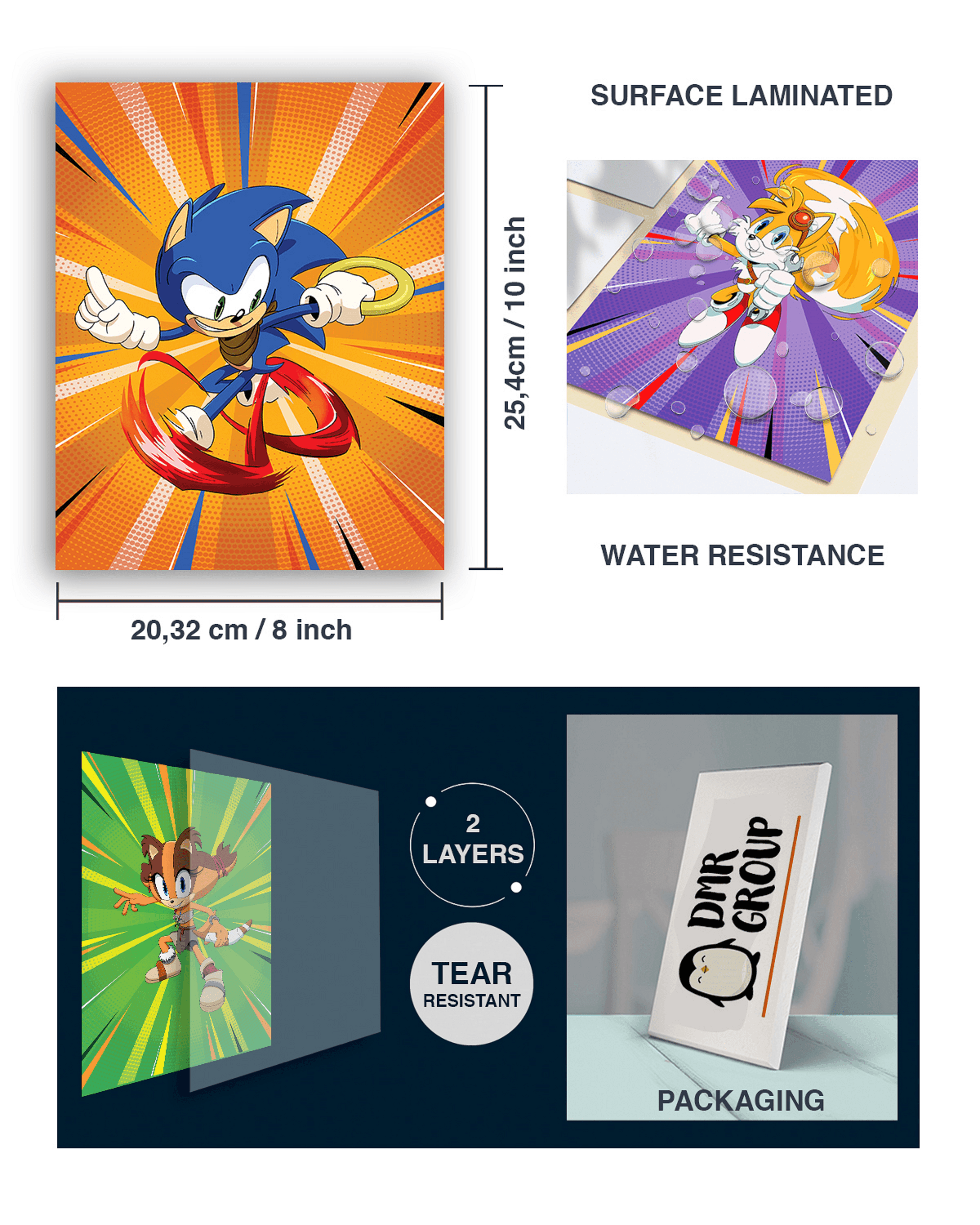 Sonic The Hedgehog Posters & Prints - 8x10 Inches UNFRAMED Set of 9 Wall Art for Teen Boys Room and Girls Bedroom Decor - Birthday Gifts for Kids Room and Nursery