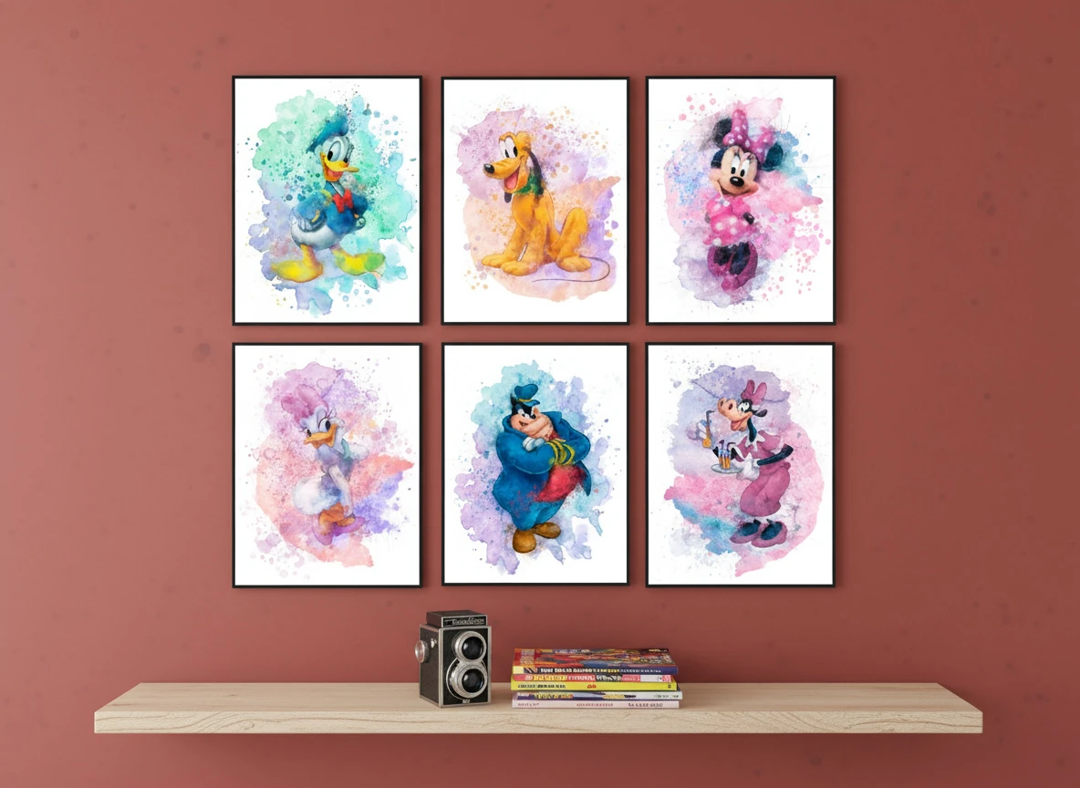 Vintage Mickey Mouse Poster Collection - 8-Pack - Disney Nursery & Kids Room Decor - 8x10" Unframed Wall Art