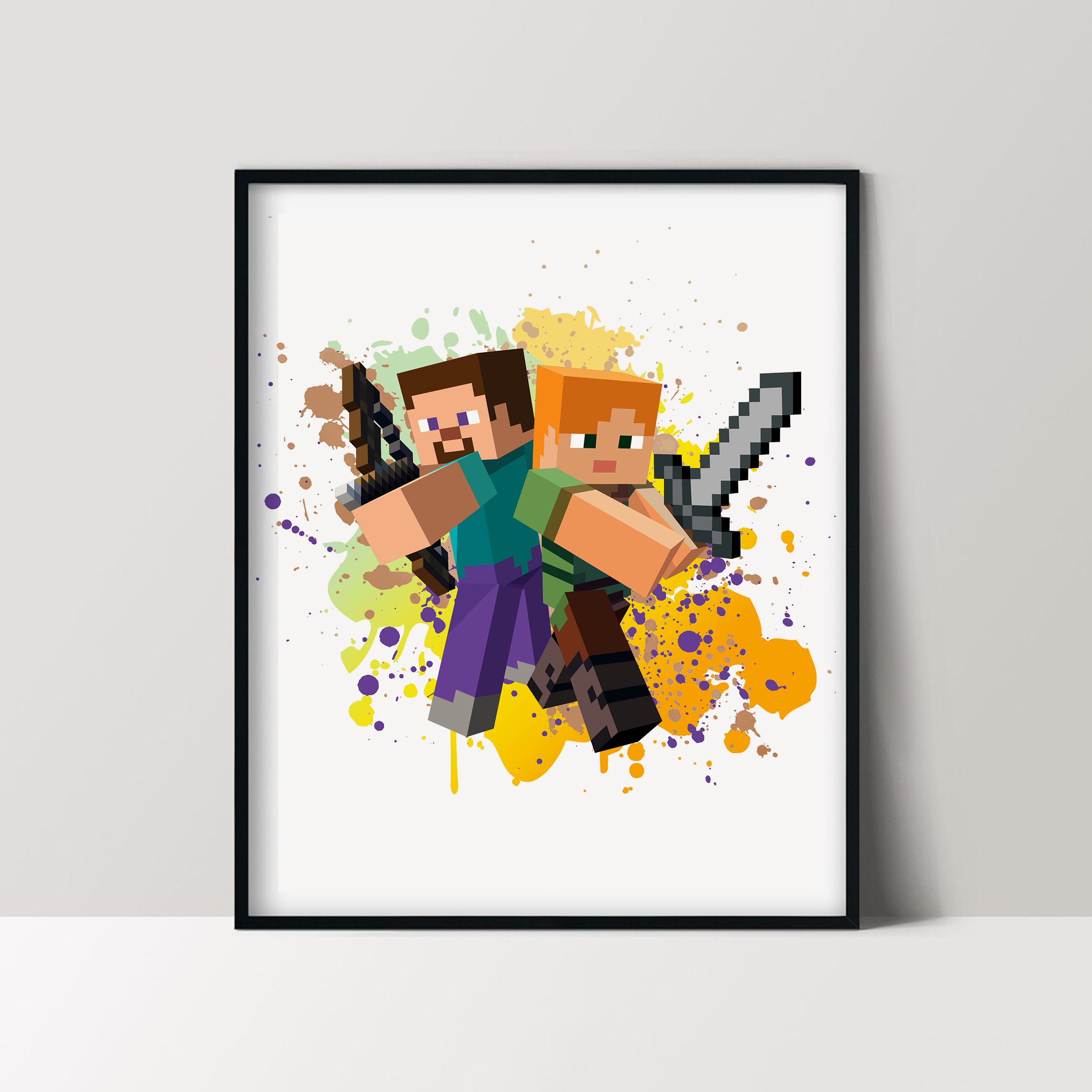 Minecraft Video Game Posters & Prints - 8x10 Inches UNFRAMED Set of 6 Wall Art for Teen Boys Room and Girls Bedroom Decor - Birthday Gifts for Kids Room and Nursery