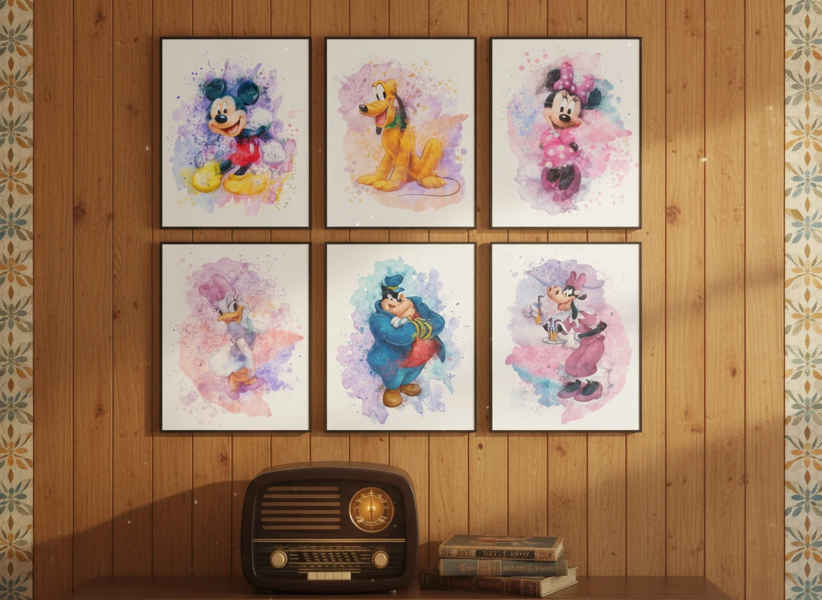 Vintage Mickey Mouse Poster Collection - 8-Pack - Disney Nursery & Kids Room Decor - 8x10" Unframed Wall Art