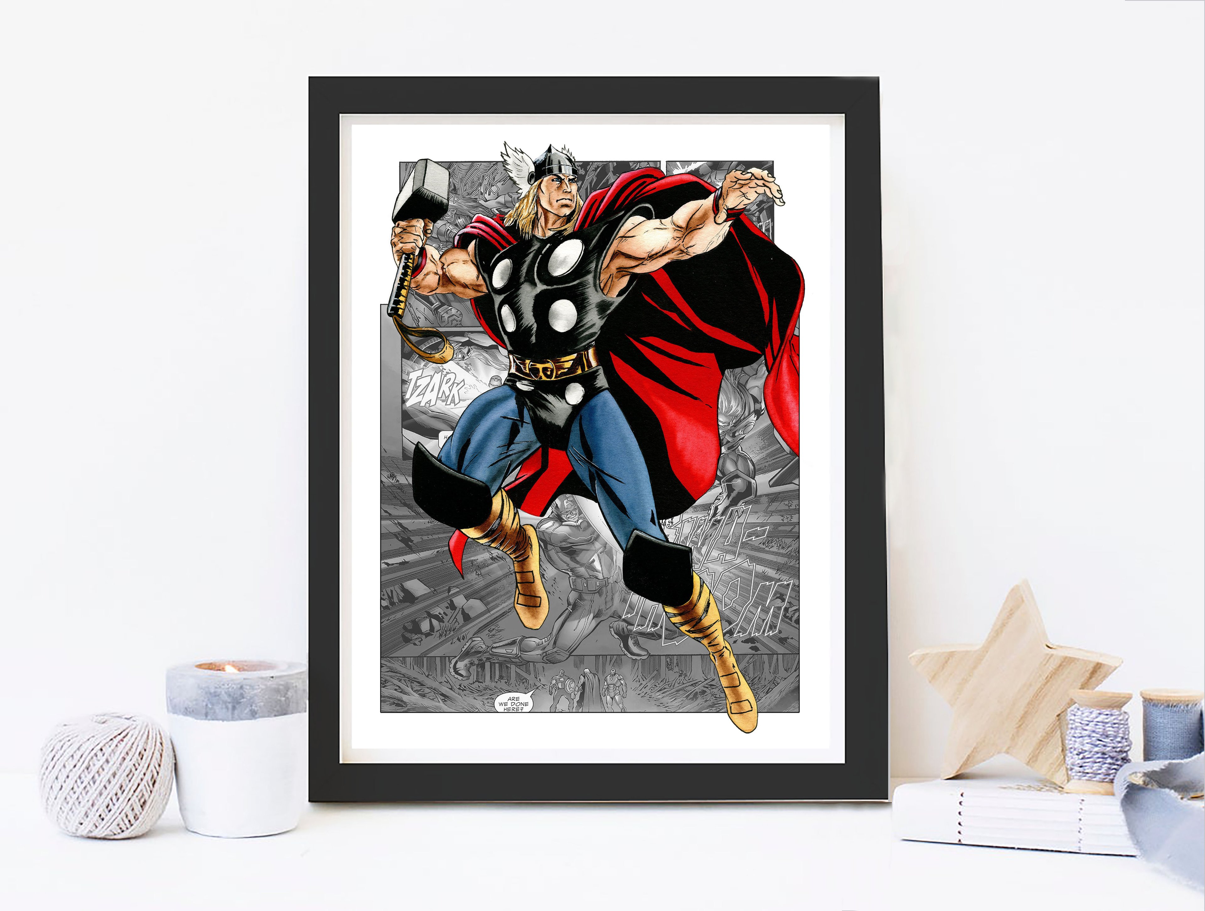 Superhero Marvel Avengers Colored Posters & Prints - 8x10 Inches UNFRAMED Set of 9 Wall Art for Teen Boys Room and Girls Bedroom Decor - Birthday Gifts for Kids Room and Nursery.