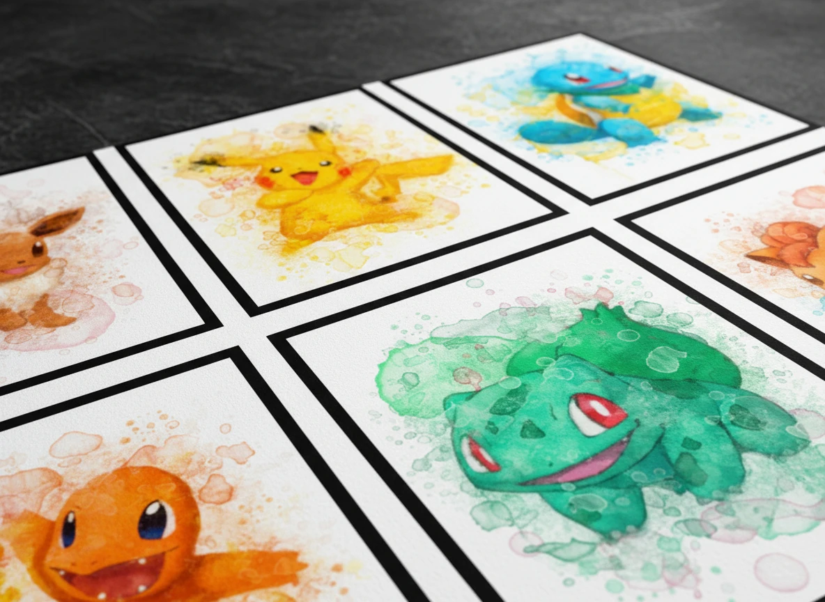 Vintage Pokémon Arcade Cabinet Poster Collection (6-Piece) - 8x10" Unframed Wall Art for Gamer Room Decor