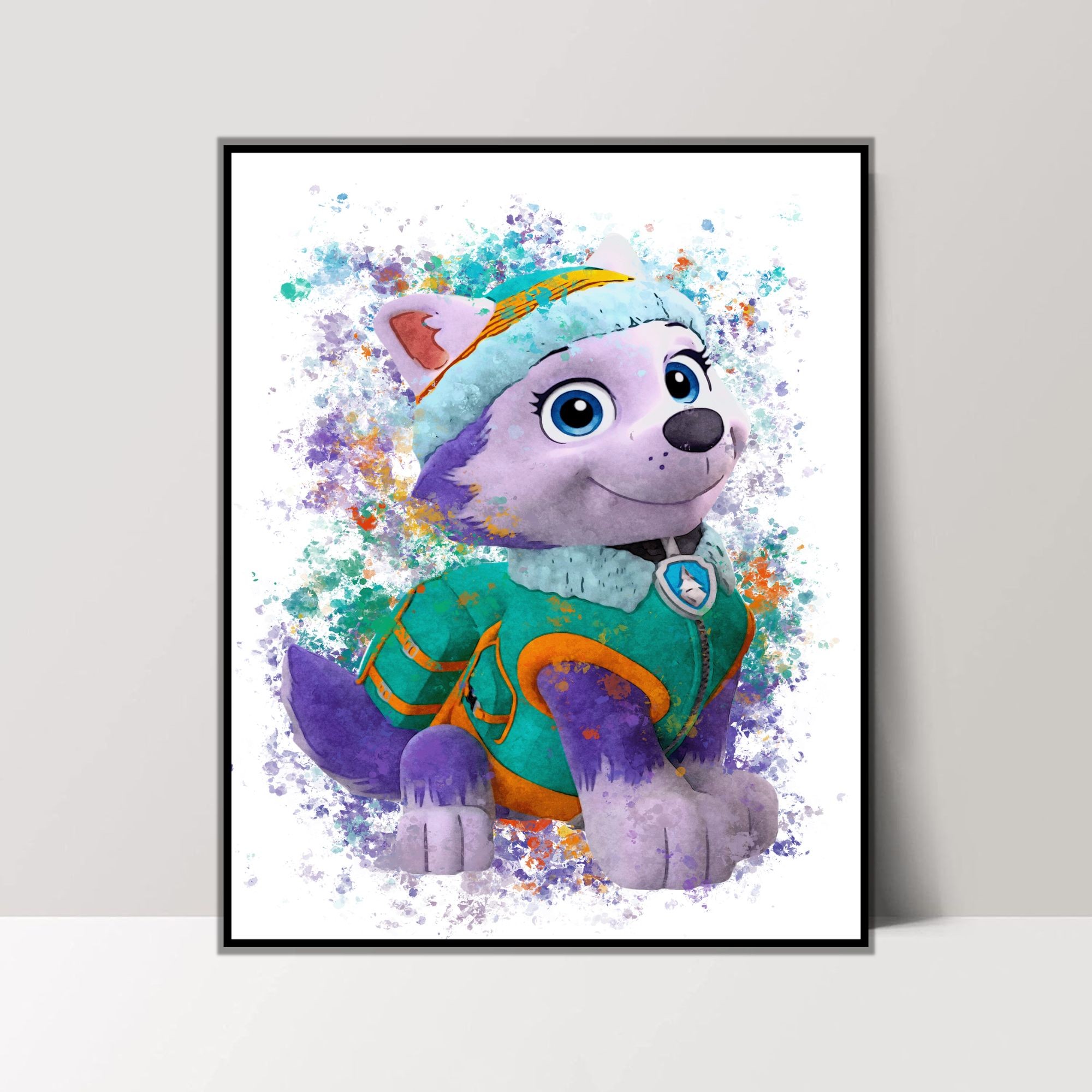Paw Patrol Posters & Prints - 8x10 Inches UNFRAMED Set of 9 Puppy Wall Art for Teen Boys Room and Girls Bedroom Decor - Rubble, Zuma, Skye, Rocky,Marshall, Everest, Chase, Ryder Prints Birthday Gifts for Kids Room and Nursery