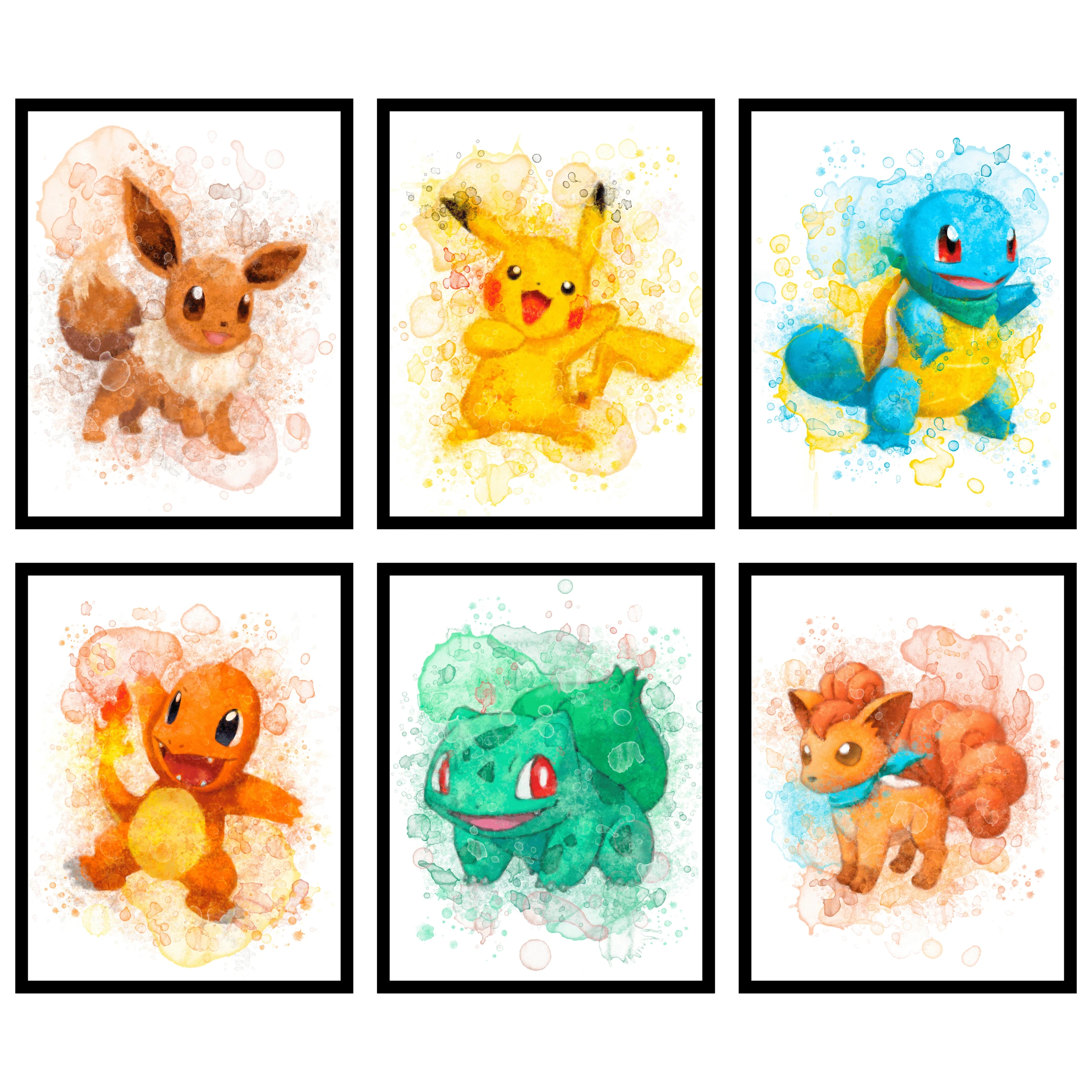 Vintage Pokémon Arcade Cabinet Poster Collection (6-Piece) - 8x10" Unframed Wall Art for Gamer Room Decor