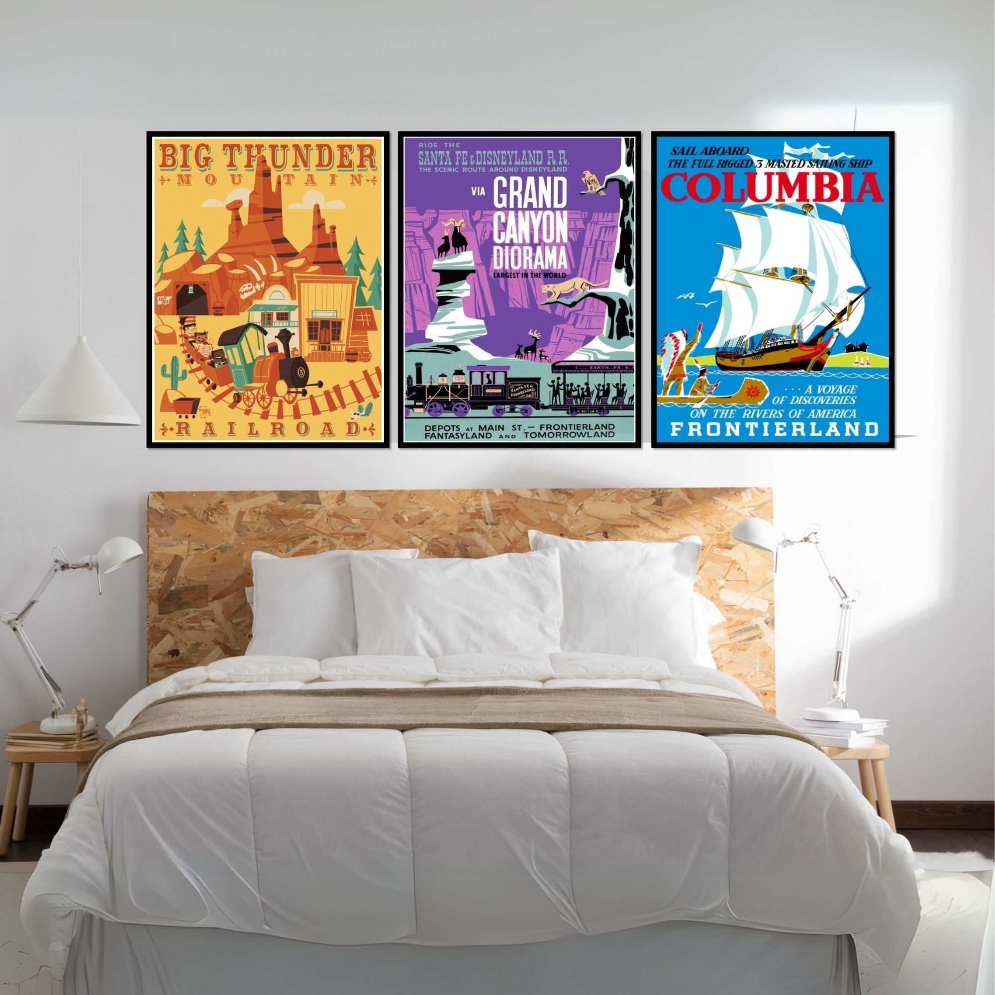 Disneyland Amusement Park Posters - 8x10 Inches UNFRAMED Set of 9 Entertainment Wall Art for Teen Boys Room and Girls Bedroom Decor - Storybook Land, Haunted Mansion, Big Thunder Mountain, Jungle River, Space Mountain, Alice in Wonderland Themed Prints