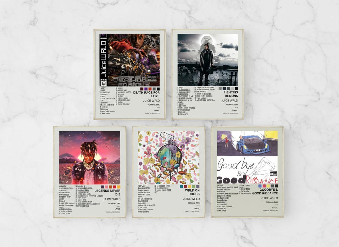 Juice WRLD Legends Never Die Poster Collection - 5 Pcs - Goodbye & Good Riddance, Death Race for Love Art - 8x10" Wall Decor