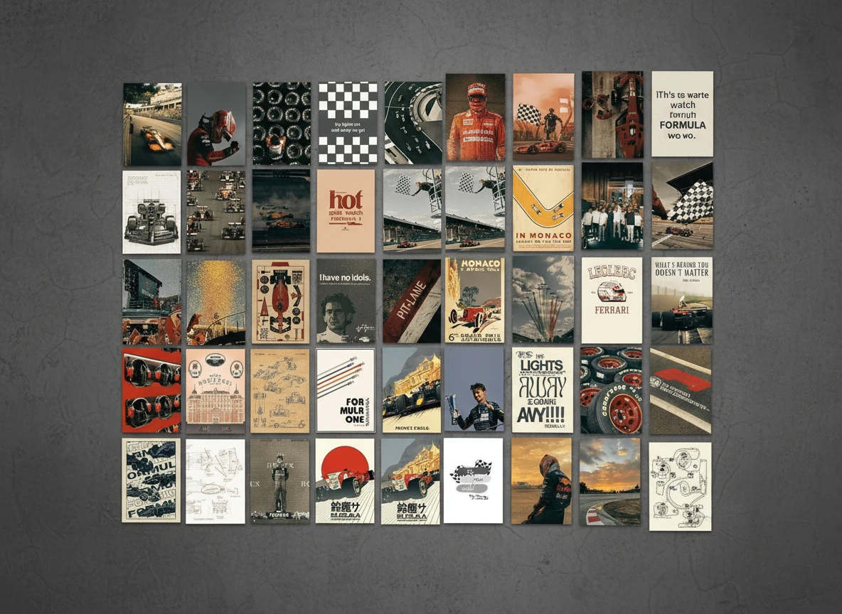 Ultimate F1 Racing Poster Set (48-Piece) - Grand Prix, Vintage Cars, Drivers - 4x6" Photo Prints for Dorm & Man Cave Decor