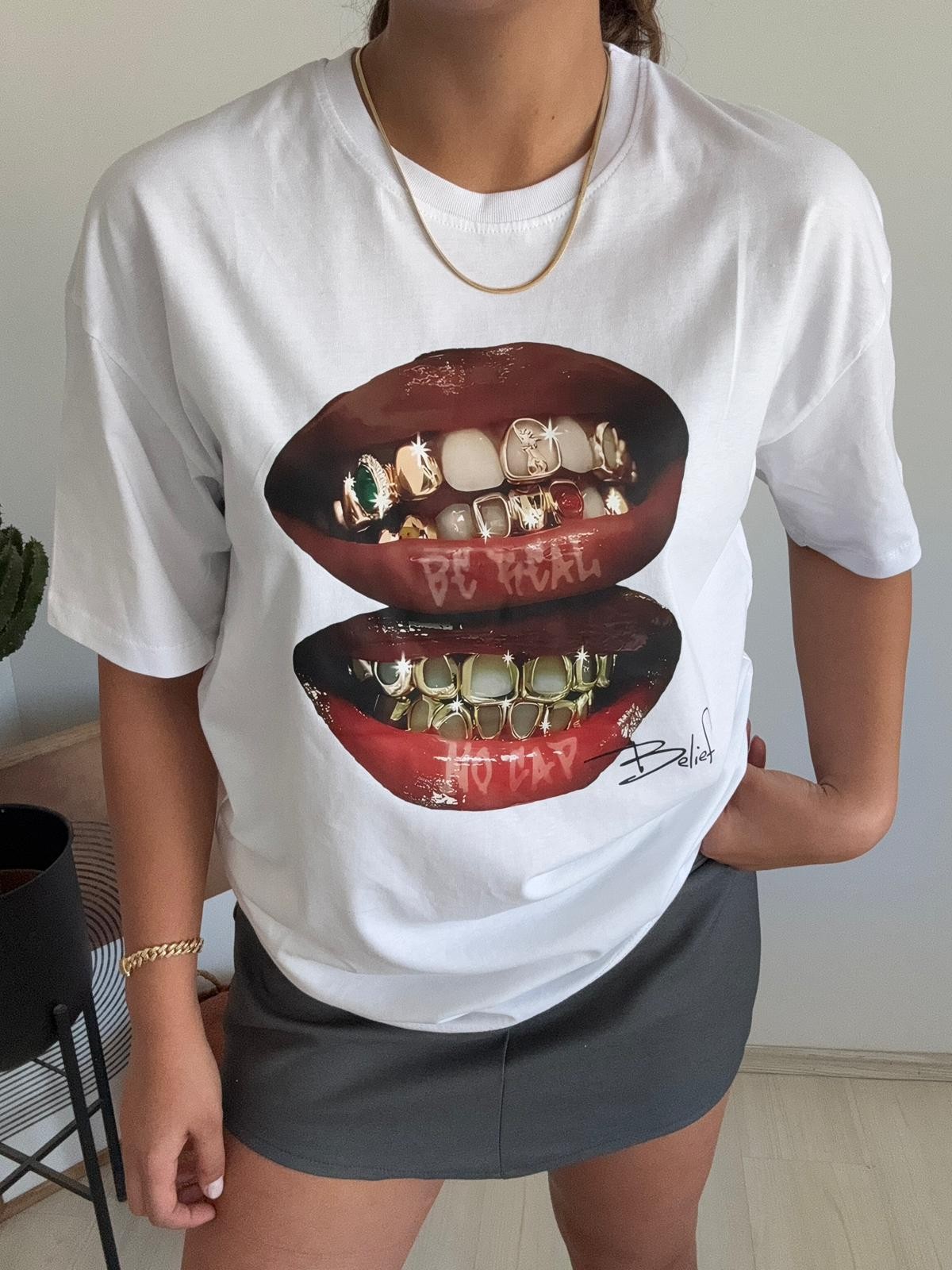 Baskılı Oversize Tişört – 3 Farklı Tasarım - Be Real Baskılı Tişört