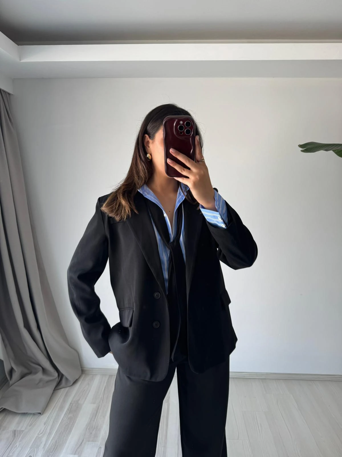 Klasik Kesim Düğmeli Blazer Palazzo Takım