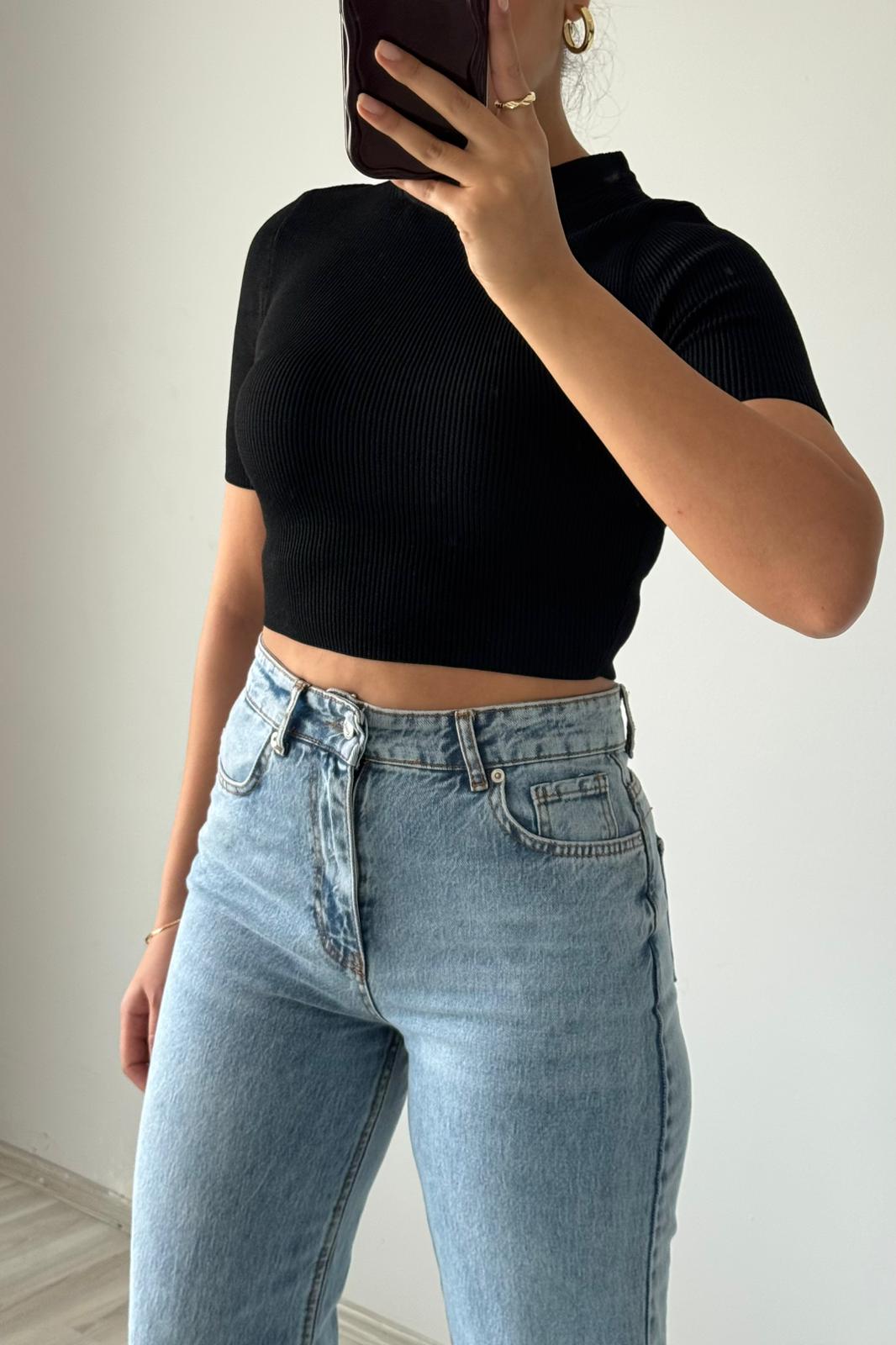 Yüksek Bel Düz Paça Jean