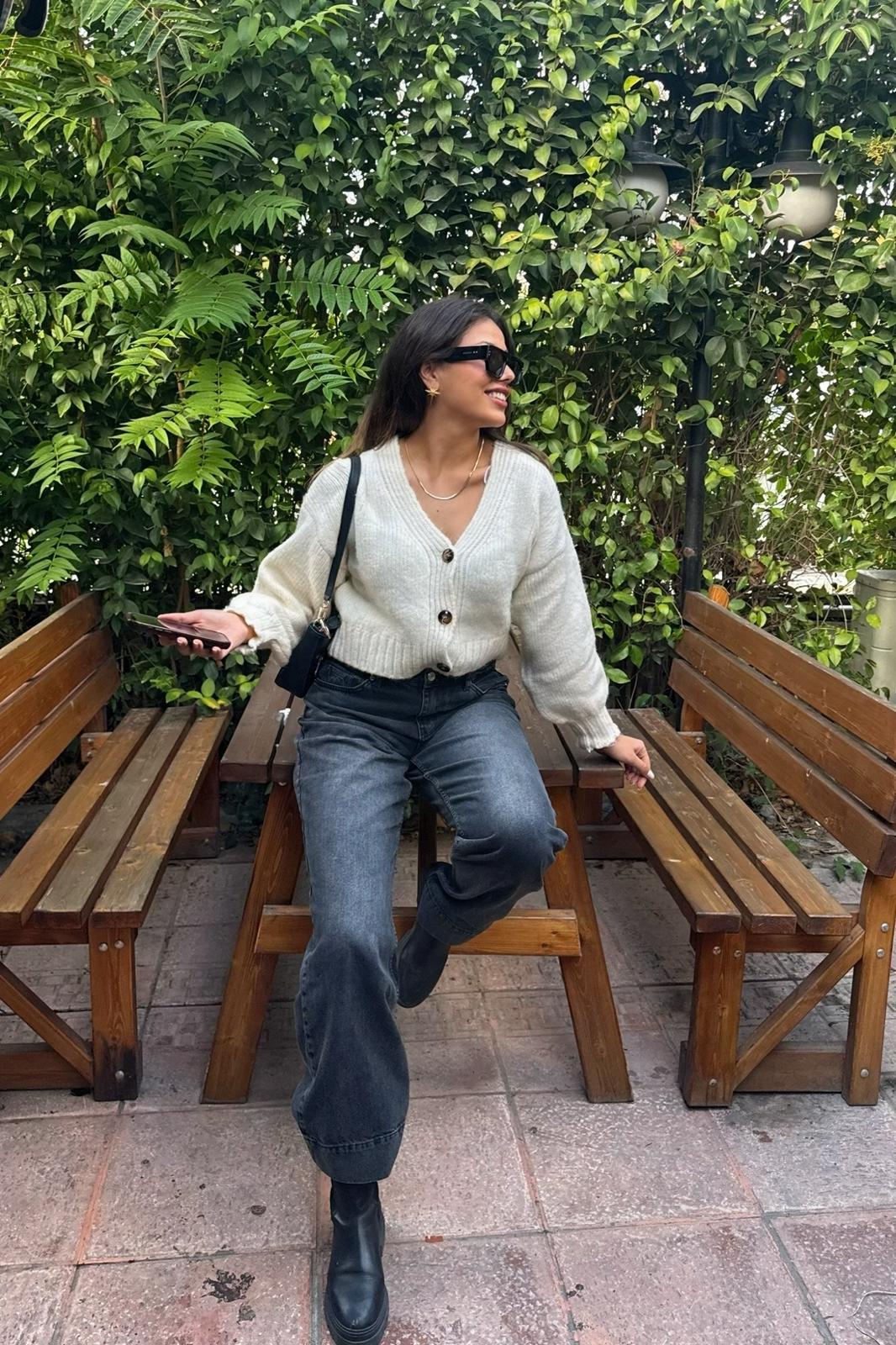 Kadın Crop Triko Hırka