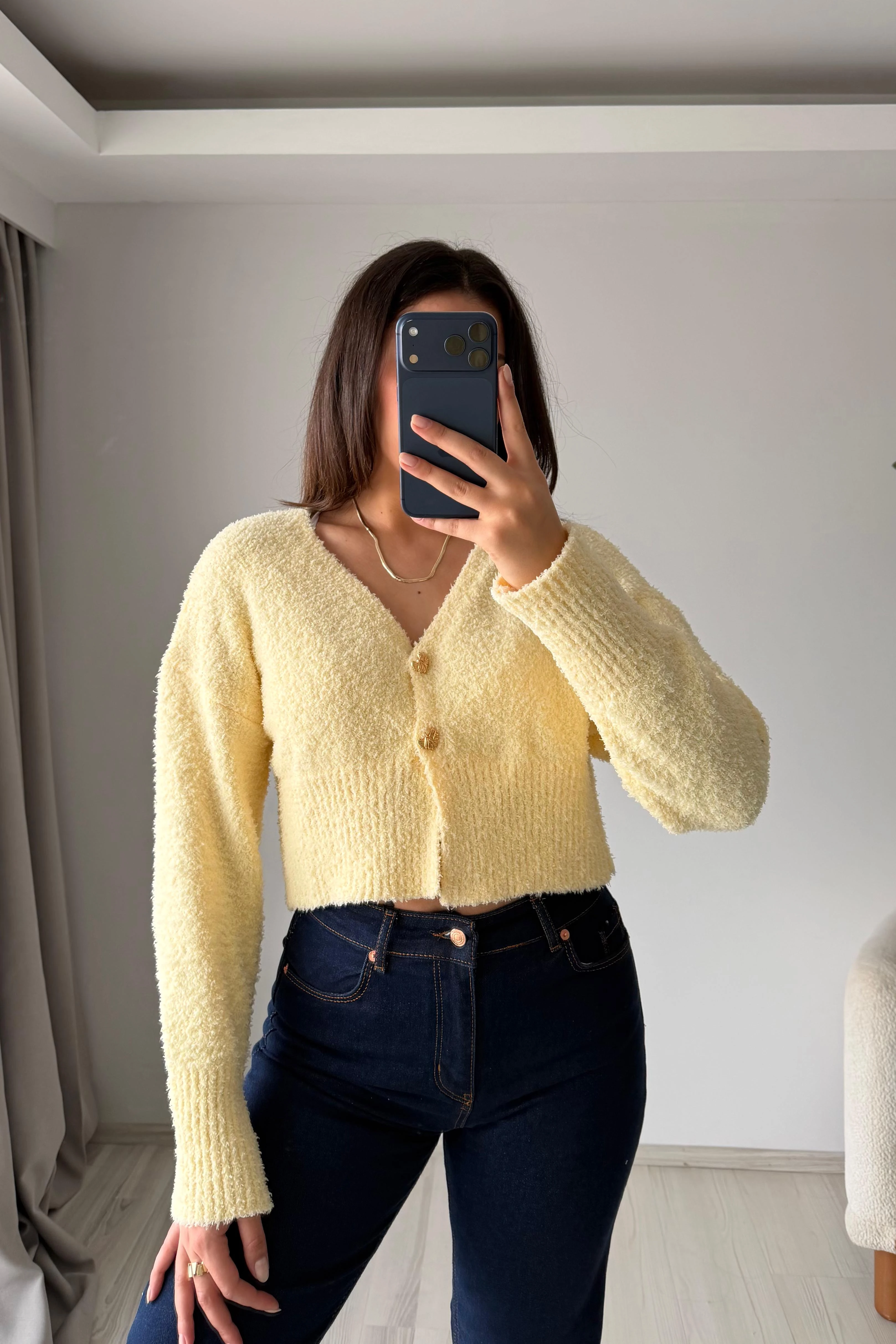 Soft Dokulu Kısa Triko Hırka