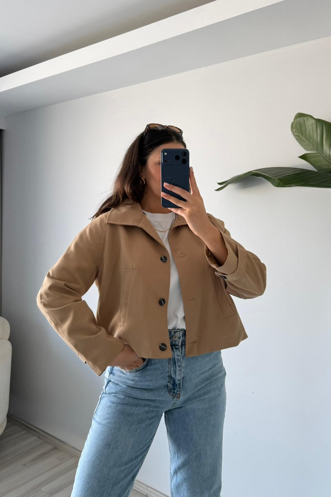  Kısa Trençkot – Camel