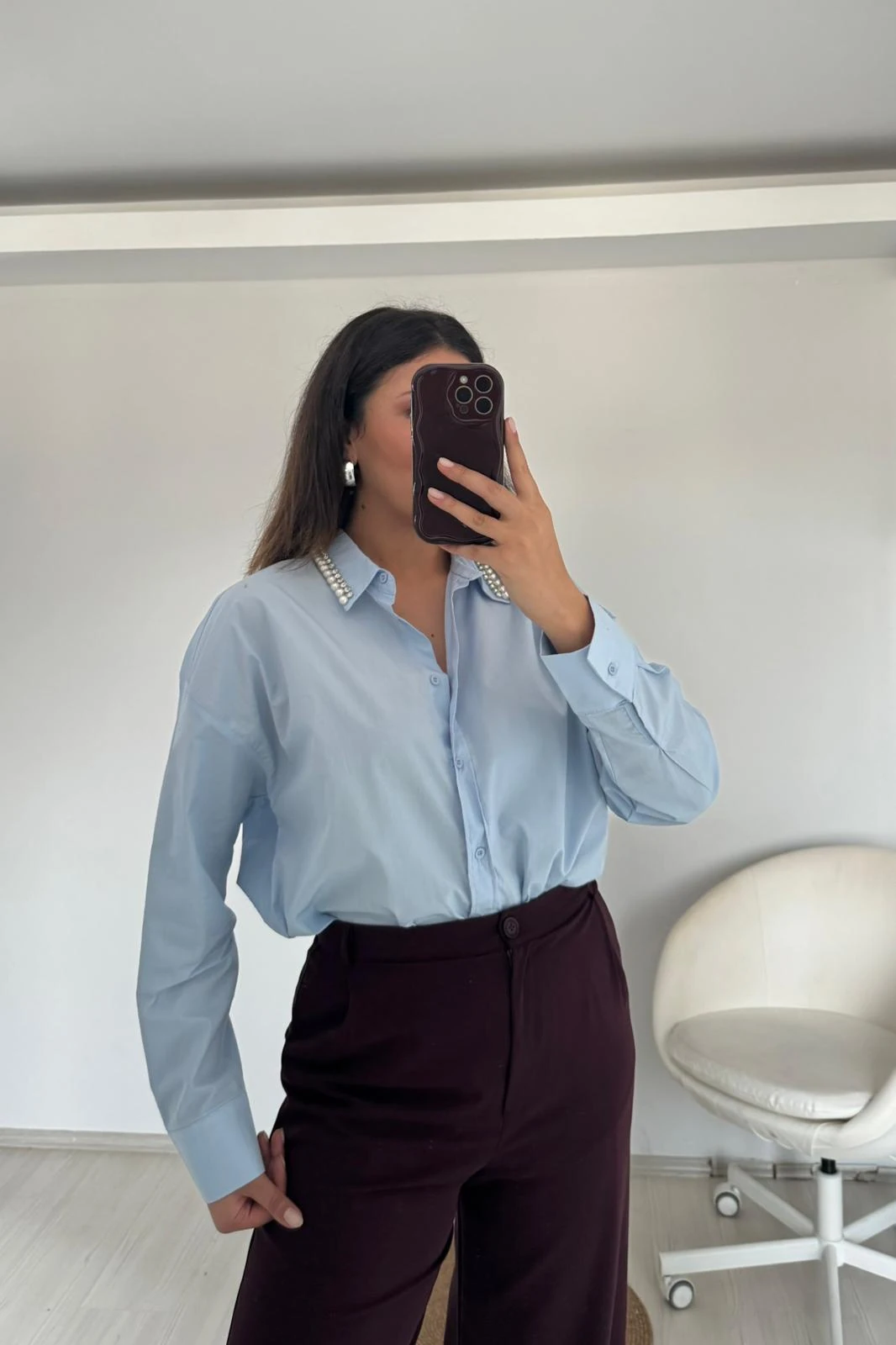 İnci Yaka Pamuk Gömlek