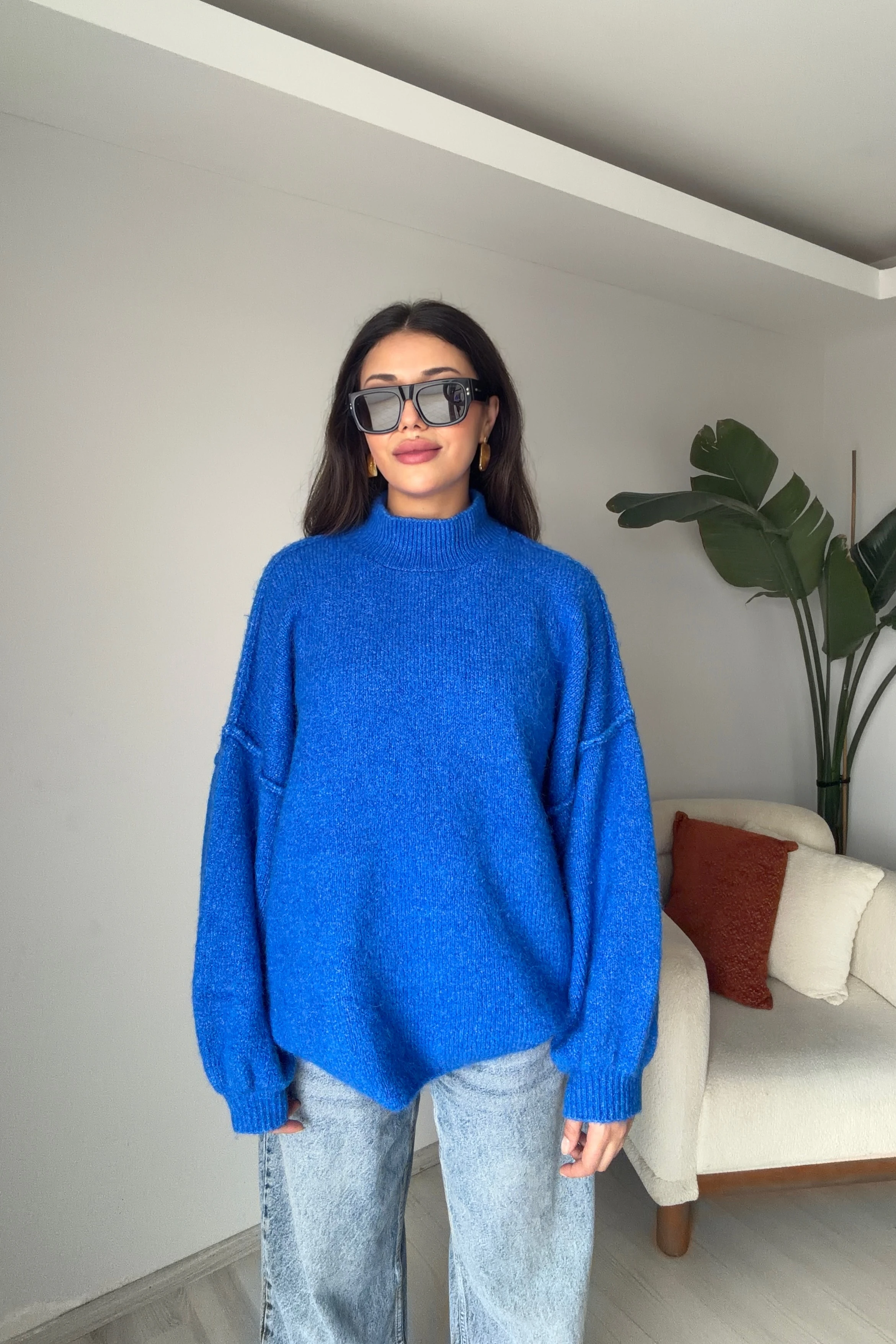 Yumuşak Doku Balon Kol Triko Kazak