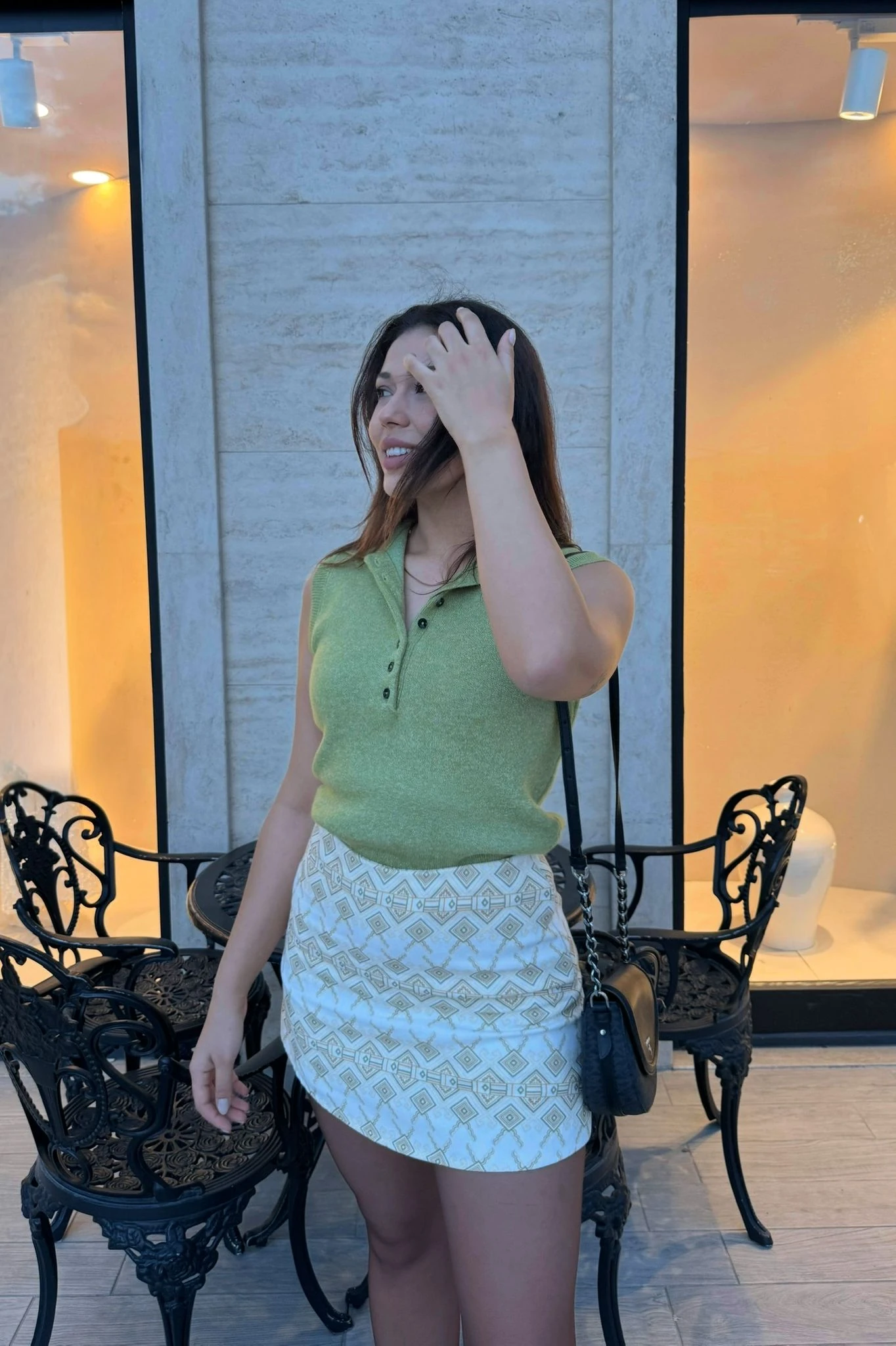 Triko Polo Yaka Kolsuz Bluz - Yeşil